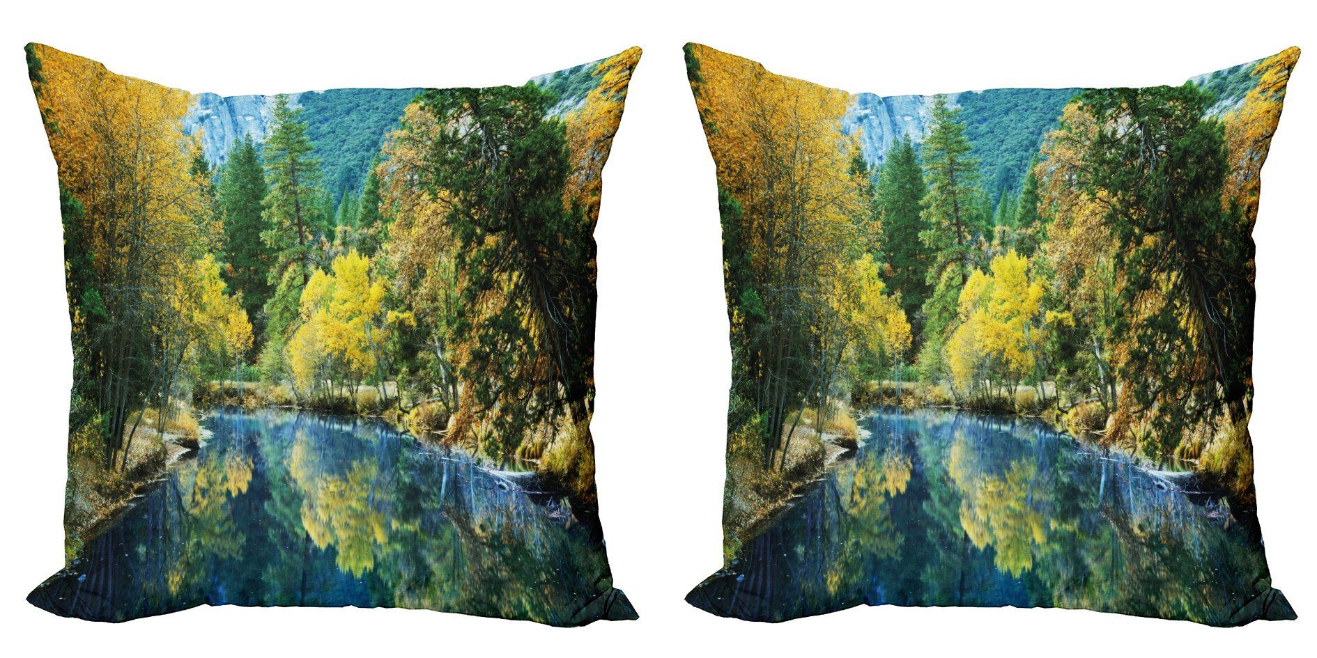 Kissenbezüge Modern Accent Doppelseitiger Digitaldruck, Abakuhaus (2 Stück), Natur Herbstwaldlandschaft