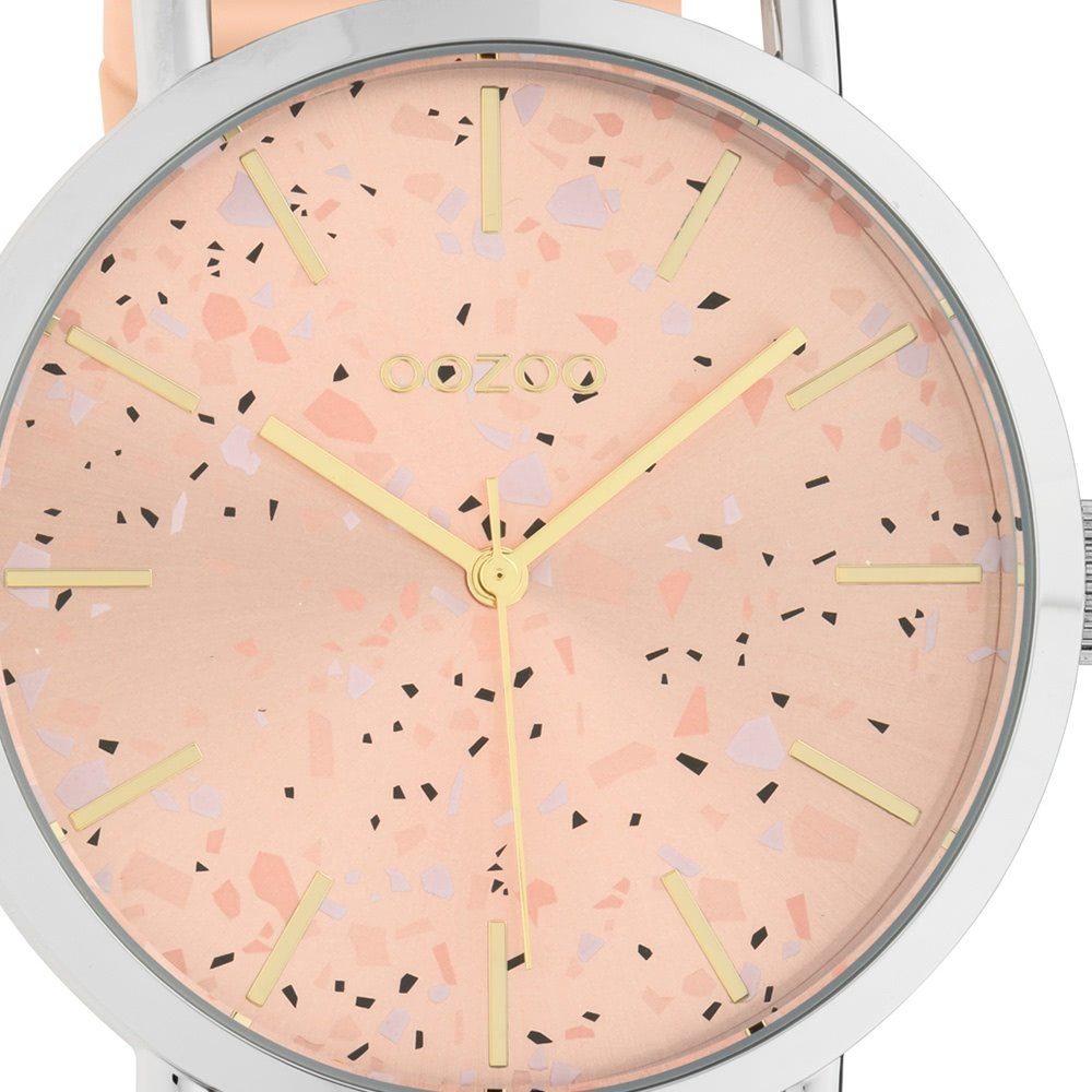 C10410, rosa, Oozoo Armbanduhr Analog (ca. Damenuhr Fashion 42mm), groß rosa Quarzuhr OOZOO Lederarmband rund, Damen