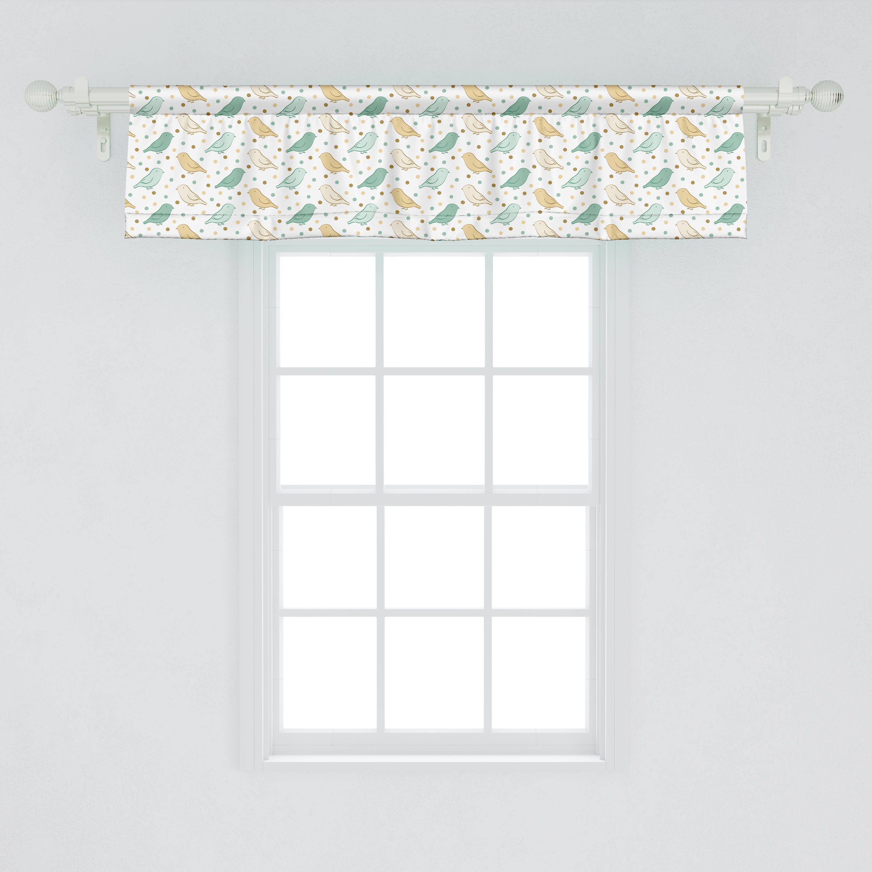Scheibengardine Vorhang Volant Kleine Punkte für Küche Gedämpfte Abakuhaus, Vögel Farben Dekor mit und Stangentasche, Schlafzimmer Microfaser