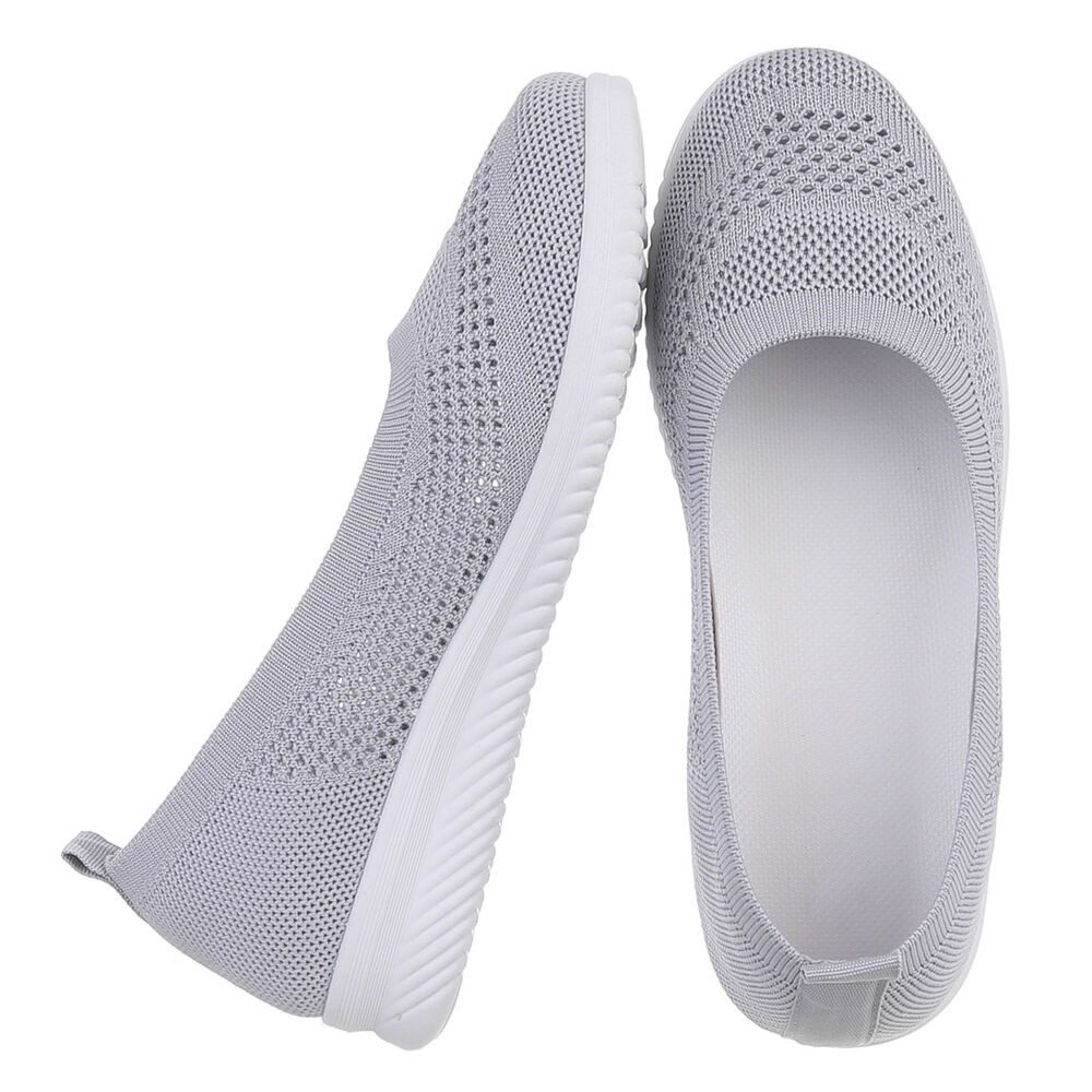 Ital-Design Trendy Damen Freizeit- und Alltagsschuh mit Komfort Slipper (91554356) Keilabsatz/Wedge Mokassins in Grau