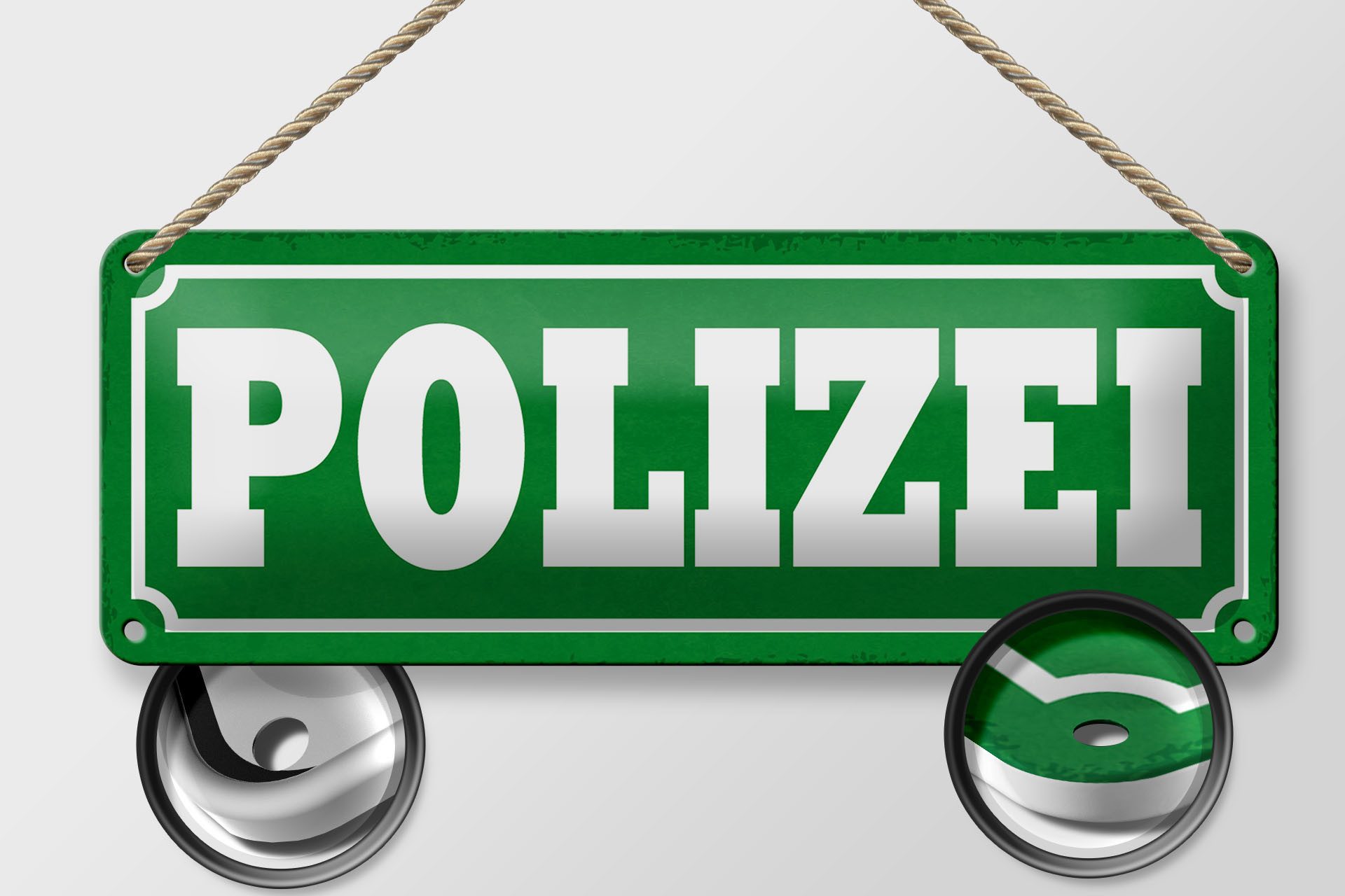 Femer GmbH Metallschild Hinweis 27x10cm Polizei, (1 St), gewölbte Oberfläche, abgerundete Ecken, umgeschlagene Kanten