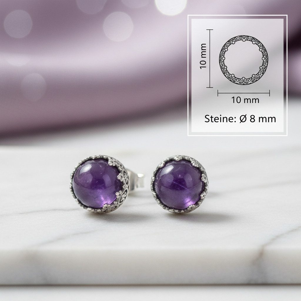 mantraroma Paar Ohrstecker Ohrstecker NAPULO aus 925 Silber mit Amethyst (P günstig online kaufen