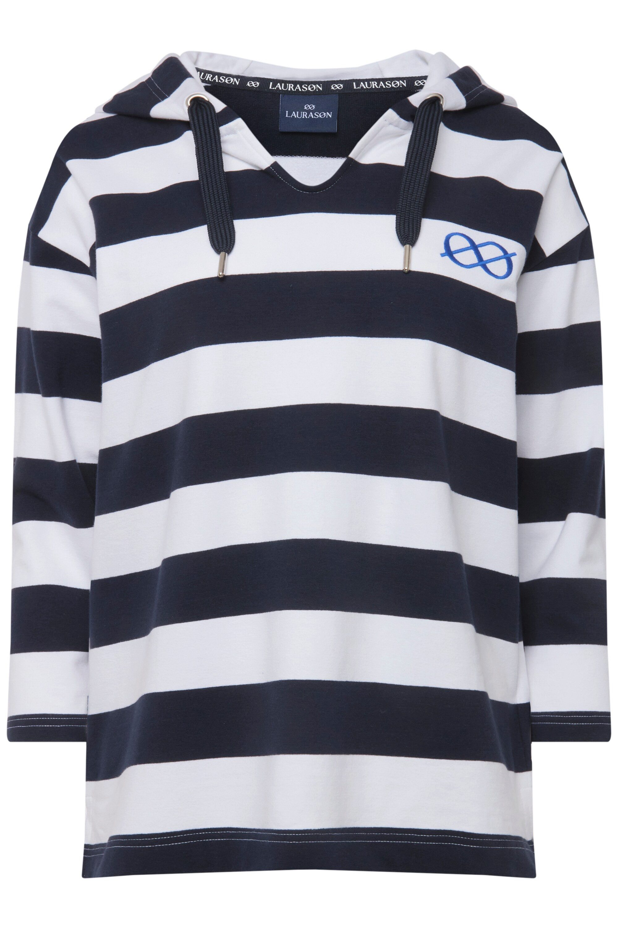 Laurasøn Sweatshirt Hoodie Blockstreifen Kapuze 3/4-Ärmel günstig online kaufen