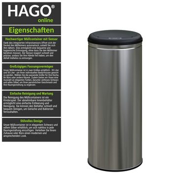 HAGO Mülltrennsystem Premium Edelstahl Abfalleimer Mülleimer Papierkorb Sensor Automatik