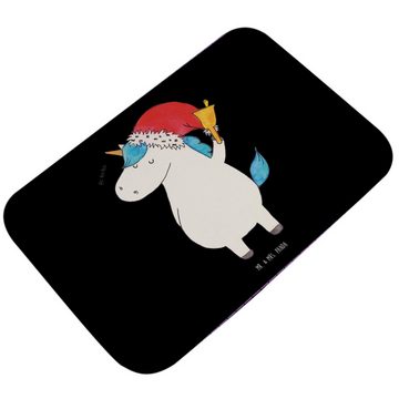 Badematte Einhorn Weihnachtsmann - Schwarz - Geschenk, Badematte, Wunschzettel, Mr. & Mrs. Panda, Höhe 1 mm, 100% Polyester, rechteckig, Stil-Statement