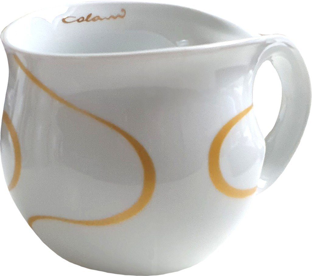 Colani Tasse Jumbotasse XXL Tasse Kaffeetasse Loop Gold 600ml, Porzellan, Spülmaschinenfest, Signatur außen, Schriftzug innen, Geschenkkarton