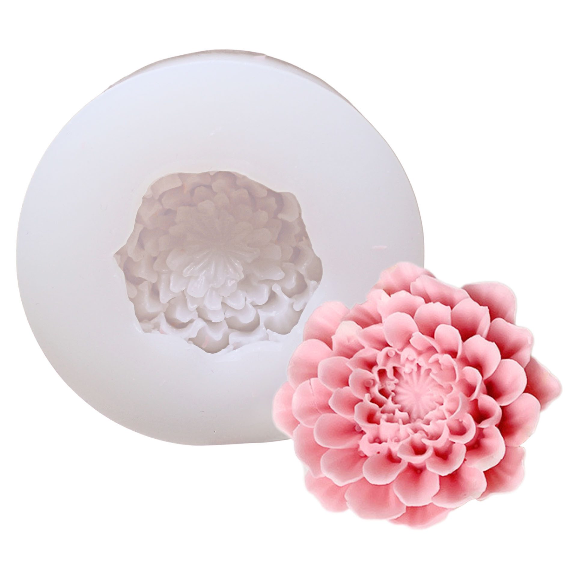 DistrEbution Silikonform detailreiche Blumenform, flexible Gießform, Kerzenform, DIY-Blumenkerze basteln