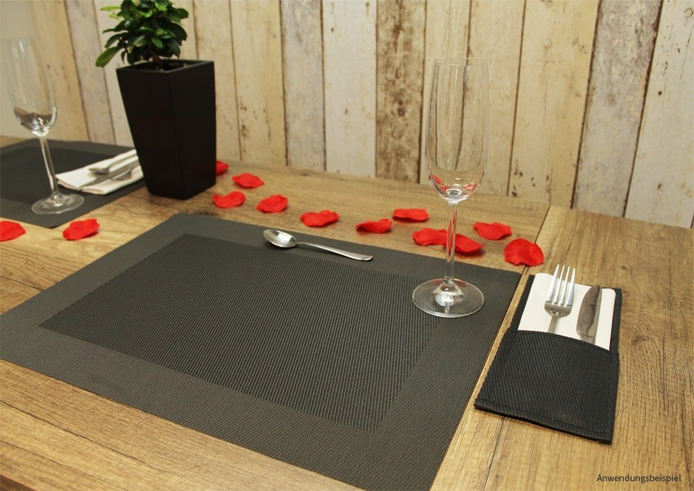 matches21 HOME & HOBBY Platzset Tischset BORDA 4er Türkis Tischunterlage als Tischdeko, (4-St), modernes Esstisch Platzdeckchen als abwaschbarer Tischuntersetzer