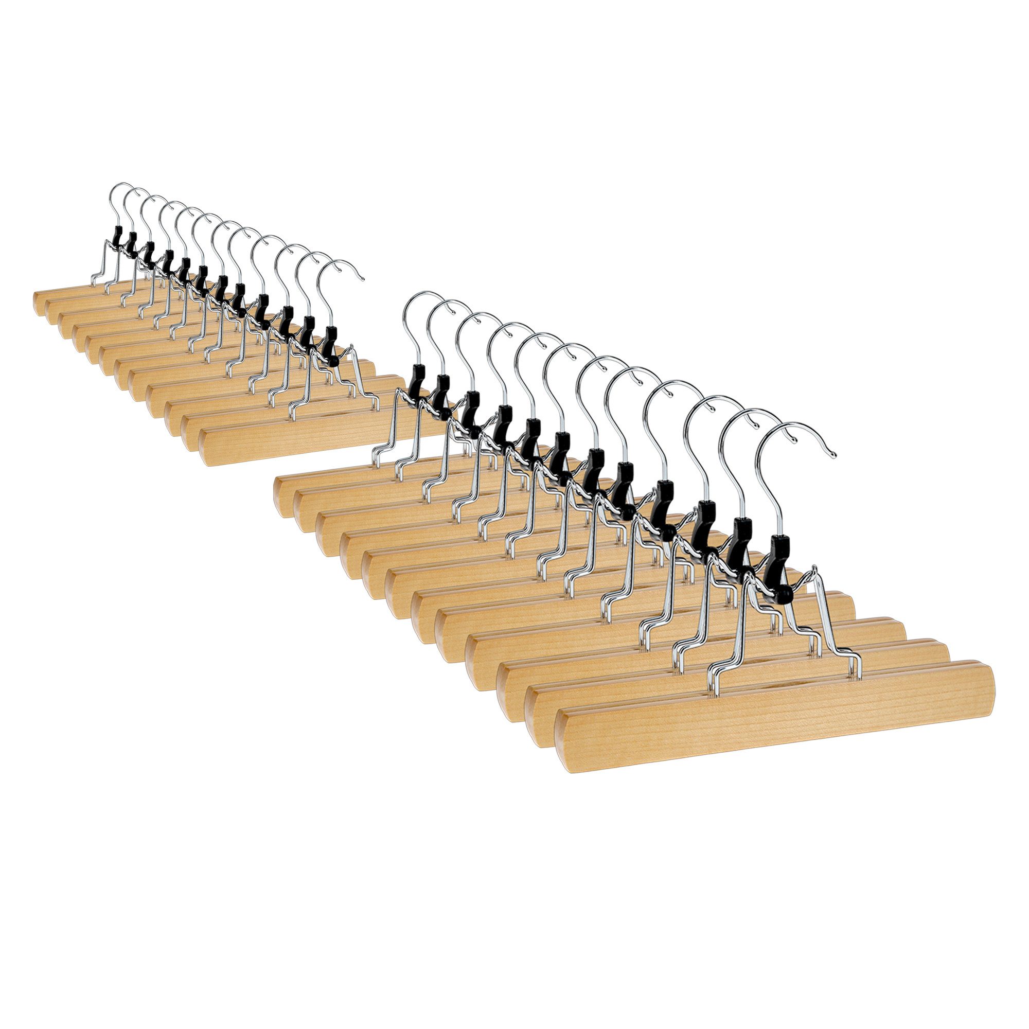 VonBueren Kleiderbügel VonBueren Hosenbügel Klemmbügel aus Holz, (24-tlg)