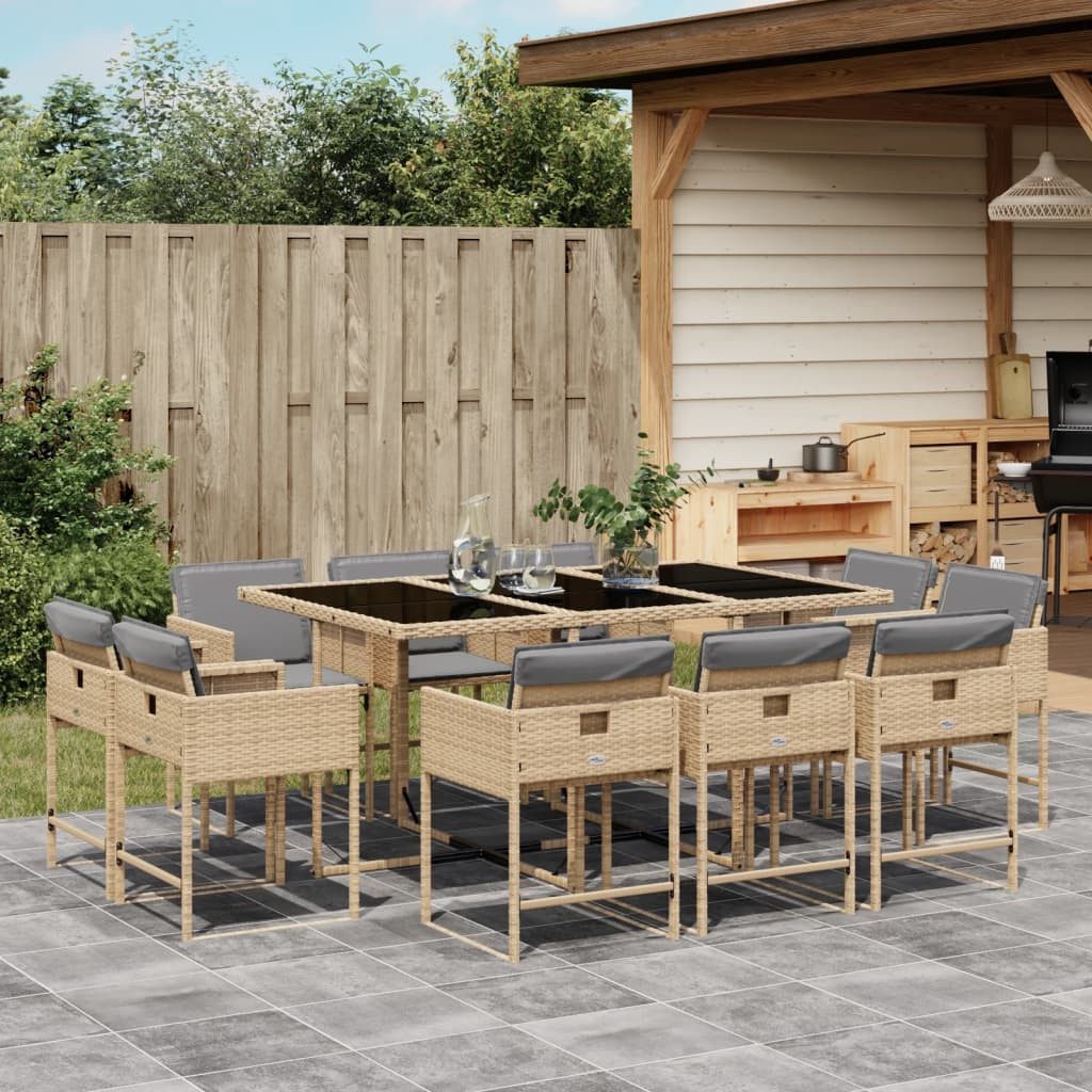 vidaXL GartenEssgruppe 11tlg. GartenEssgruppe mit Kissen