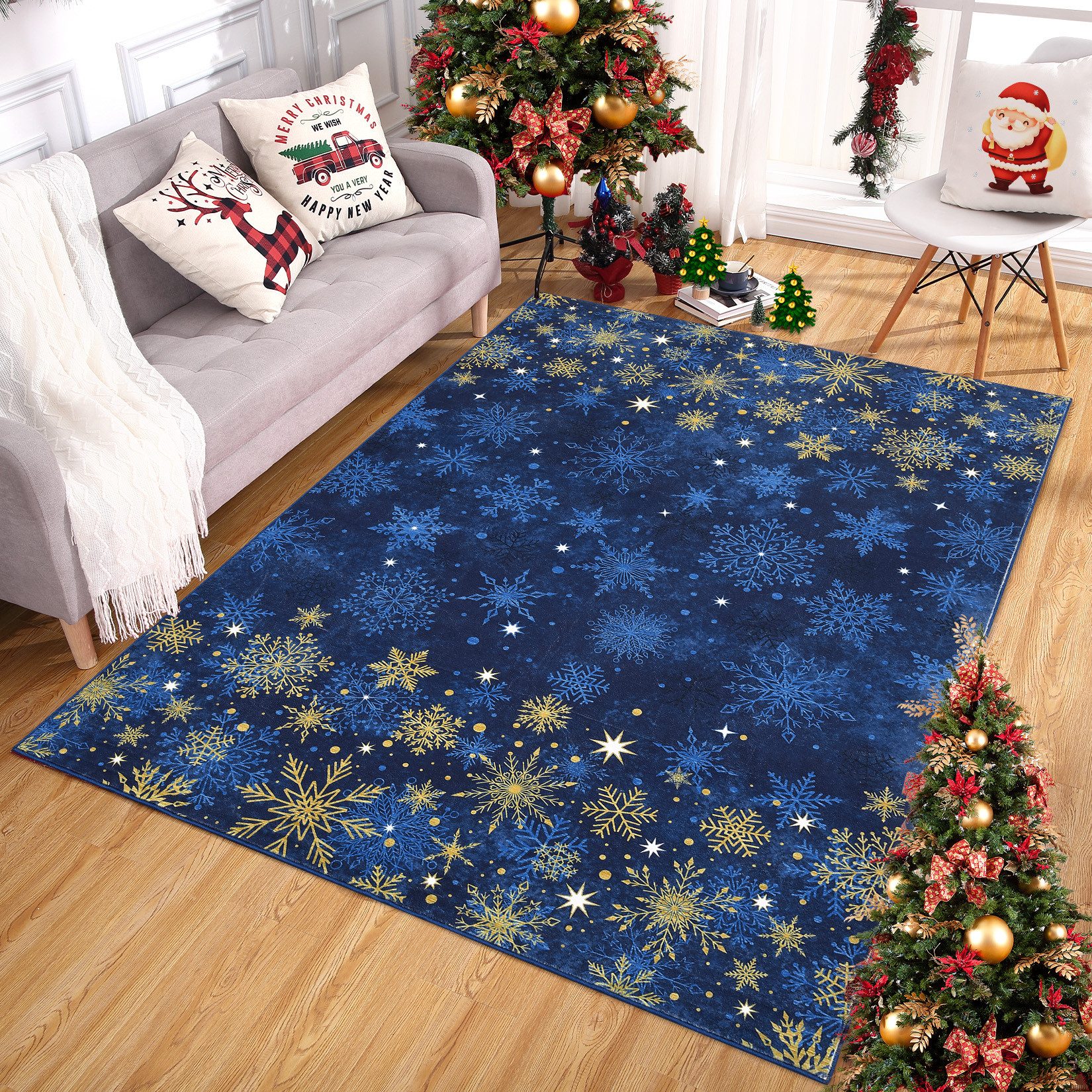 GarveeMore Teppich Weihnachten Waschbar Weihnachtsparty Innen Decor Kurzflor Rug