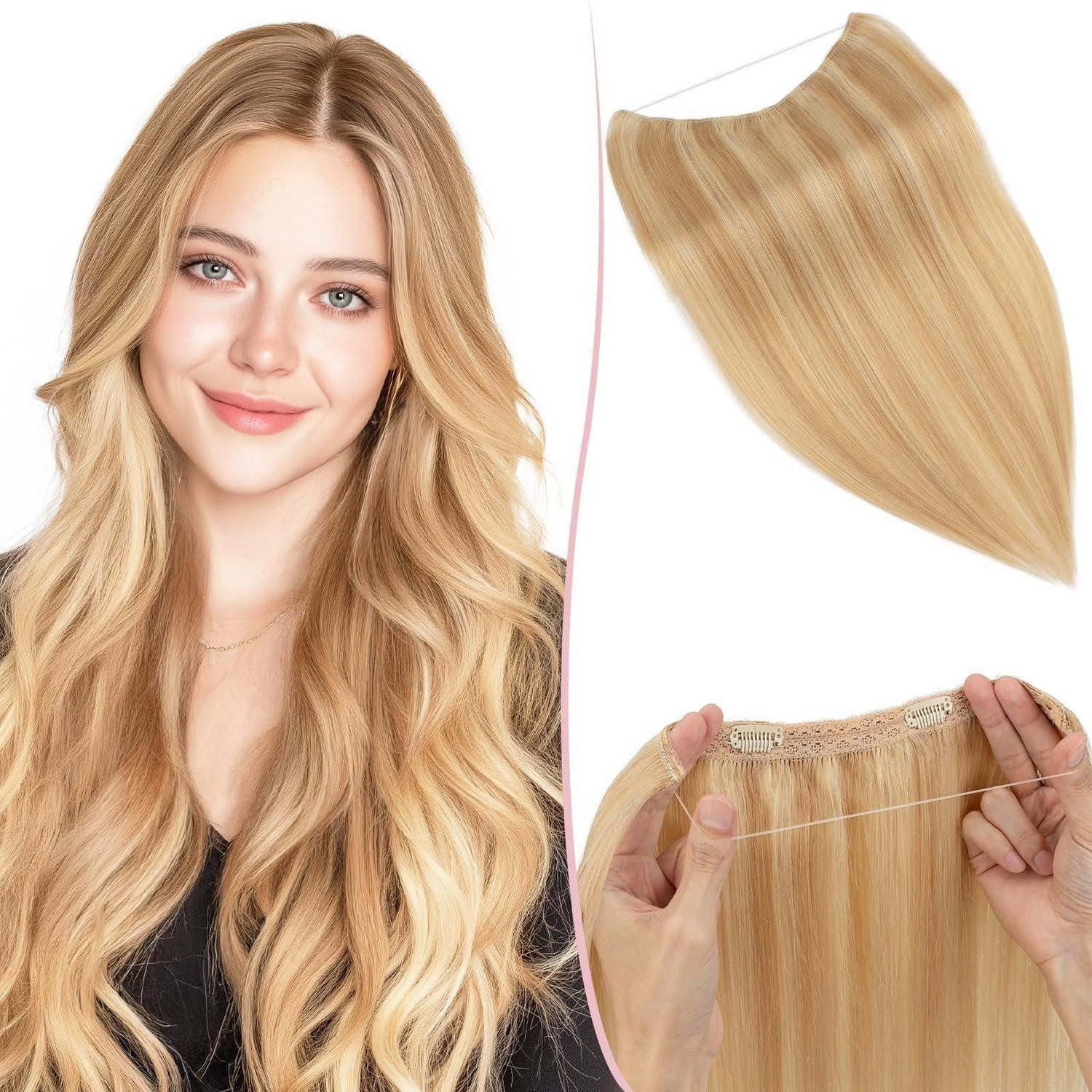 LuxusKollektion Echthaar-Extension Extensions Echthaar Remy 45 cm - 65g Honigblond Hellblond #18p613