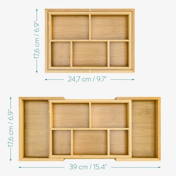 Navaris Aufbewahrungsbox Besteckkasten Bambus erweiterbar - Besteckeinsatz für Schubladen (1 St)