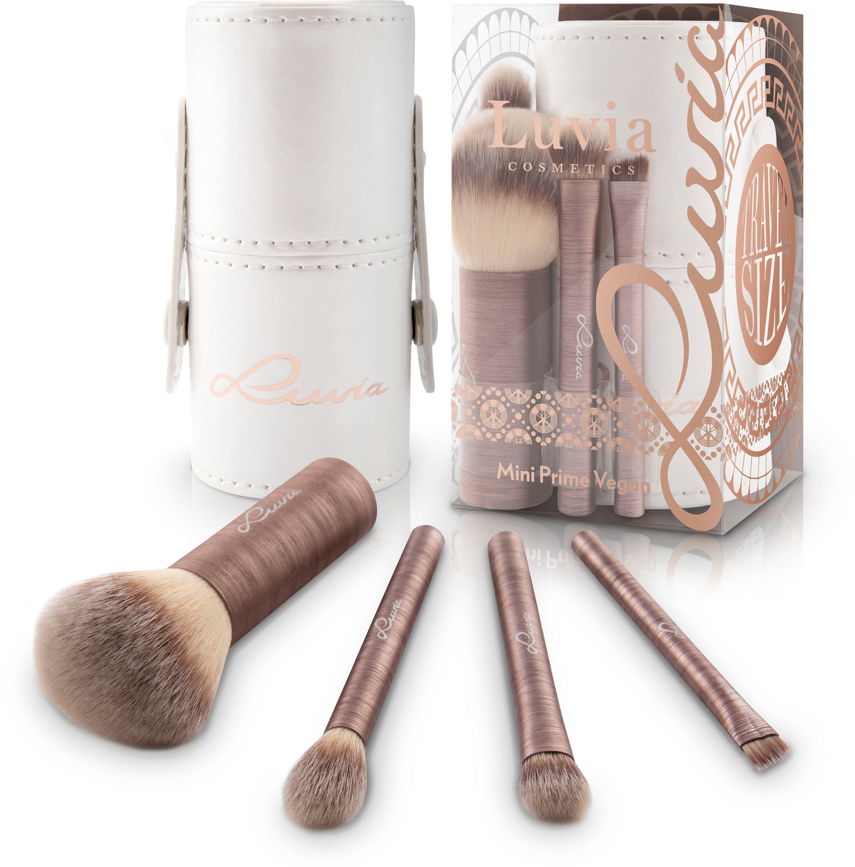 Luvia Cosmetics Kosmetikpinsel-Set Mini Prime Vegan, 5 tlg., 4 Pinsel, Reise-Set, Nurai-Pinselhaar, vegan.