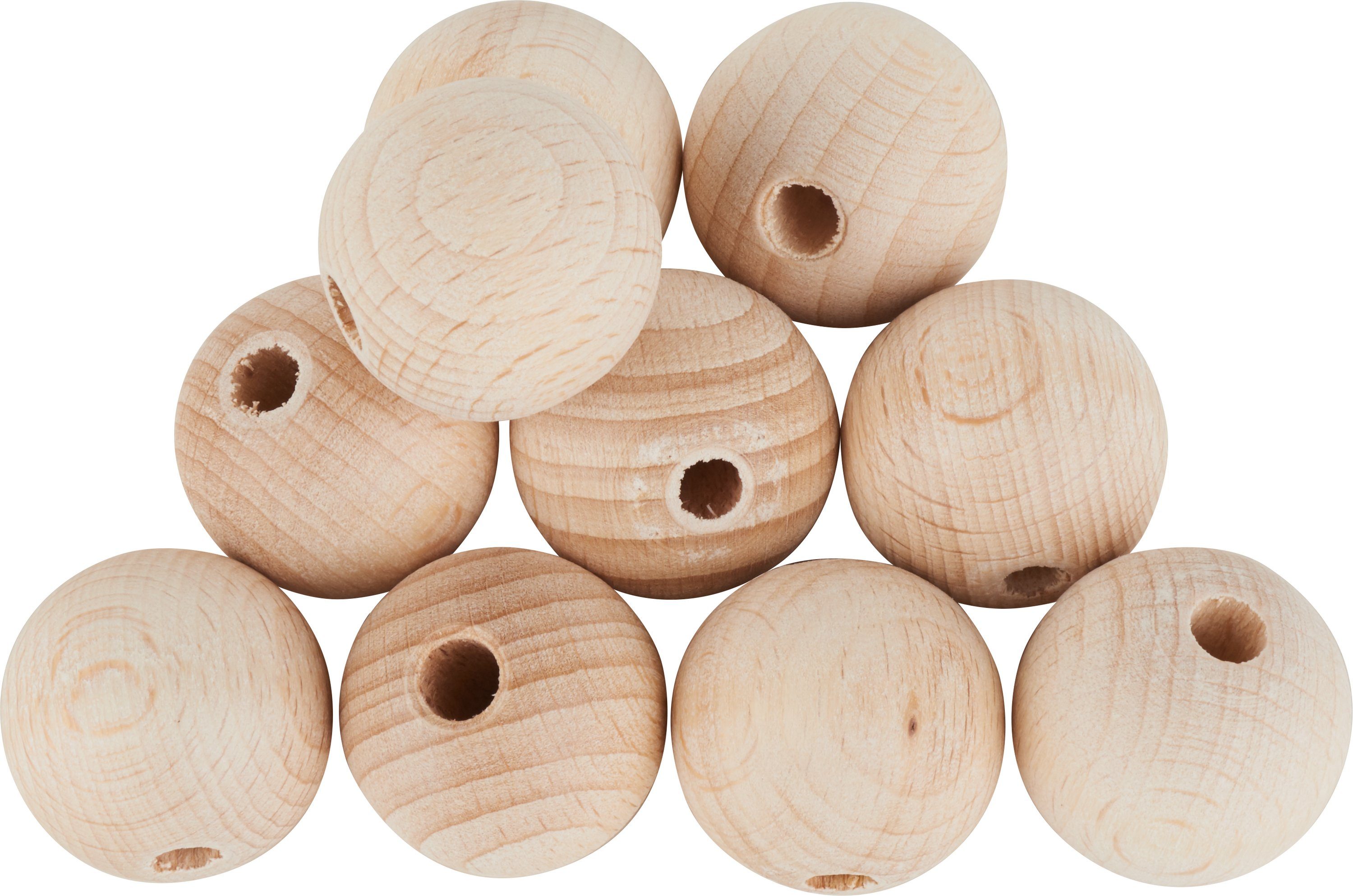 VBS Bastelperlen Holzkugeln, (10-tlg), durchgebohrt, Ø 25 mm