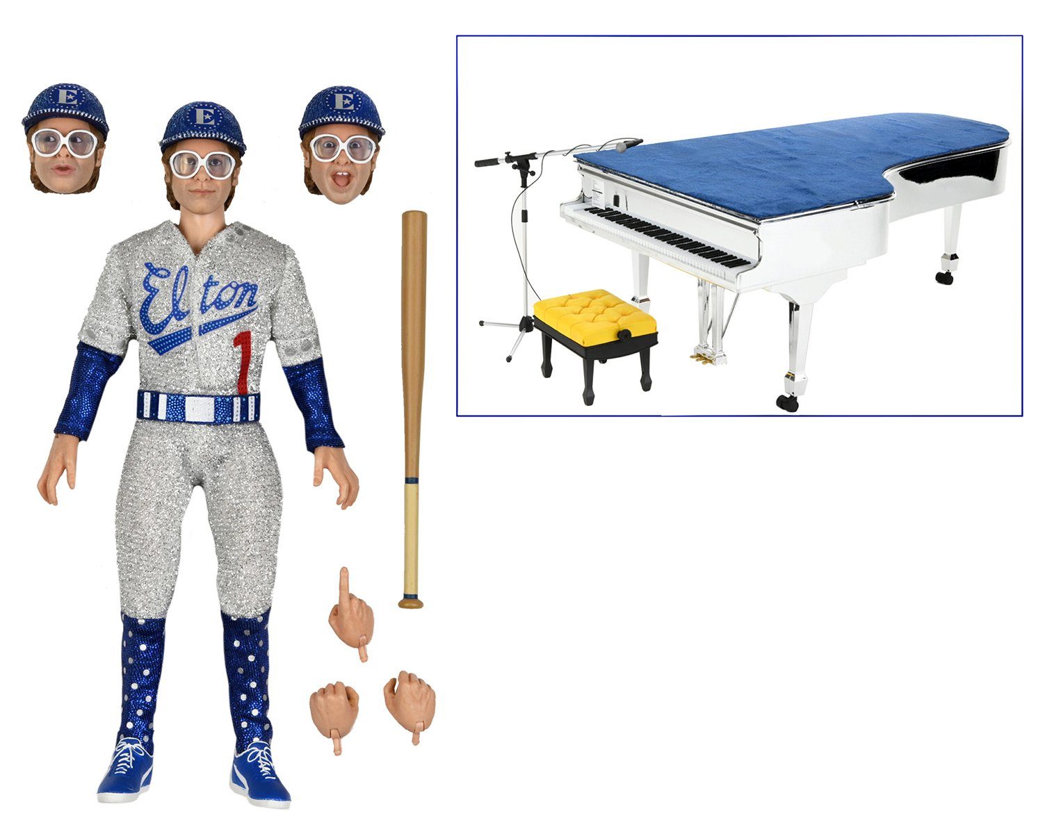 NECA Actionfigur Elton John & Piano Actionfigur Live 1975 incl.
