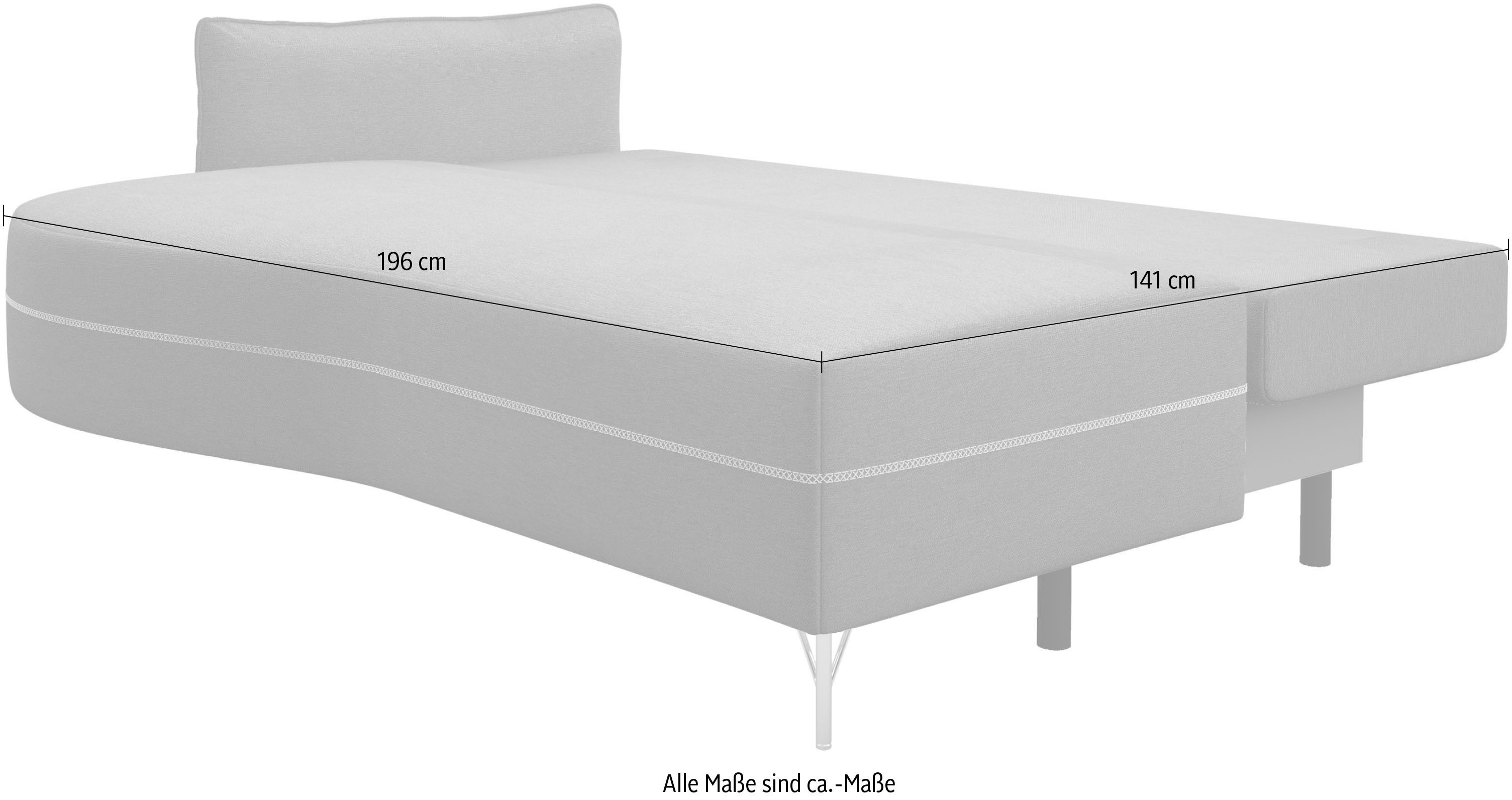 exxpo - sofa fashion Loungesofa Ortis mit toller Kontrastnaht, Solitärmöbel, bequem, schmale Armlehne, Schlafsofa mit Bettfunktion und Bettkasten, komfortabler Federkern