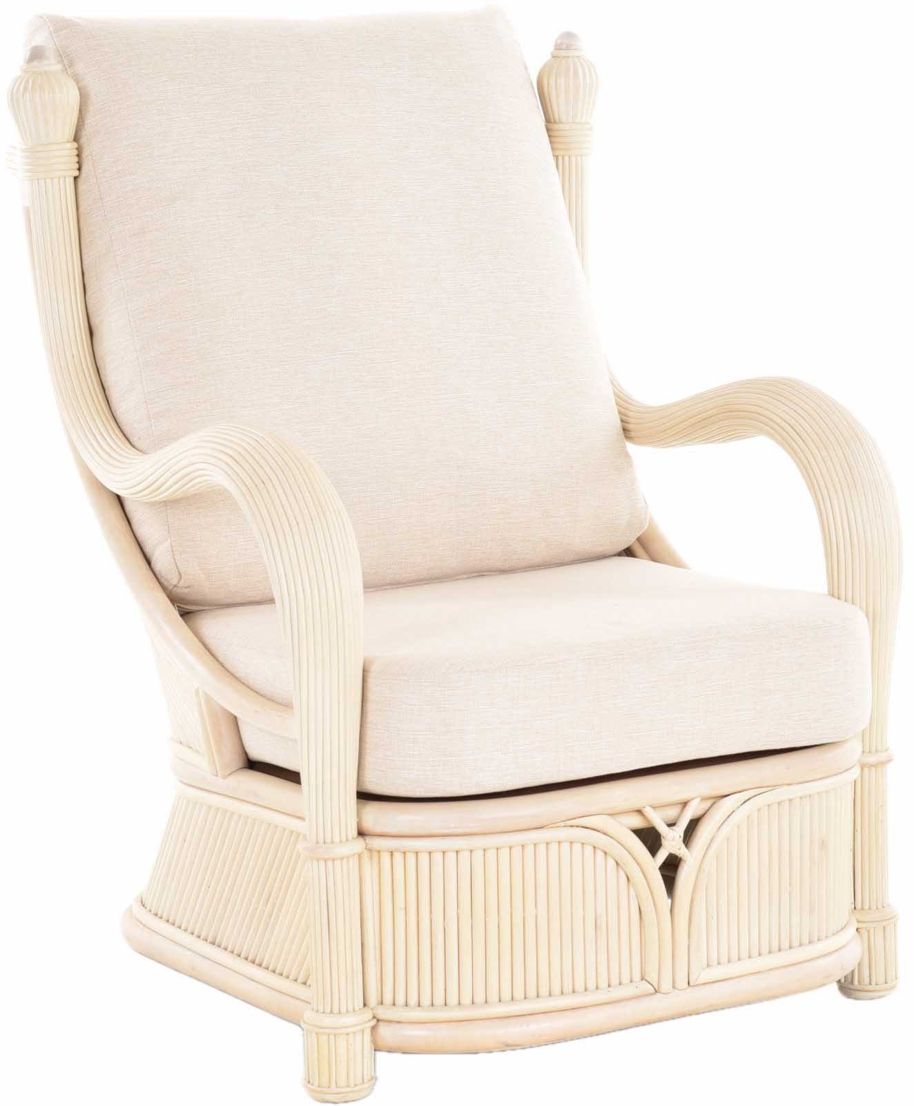 Krines Home Ohrensessel S 300 Creme + Kissen S+R Jessy Beige, Wintergarten Rattan