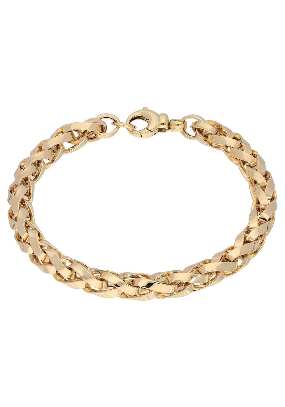 Firetti Armkette Schmuck Geschenk Gold 585 Armschmuck Armband Goldarmband Zopfkette, zu Kleid, Shirt, Jeans, Sneaker! Anlass Geburtstag Weihnachten