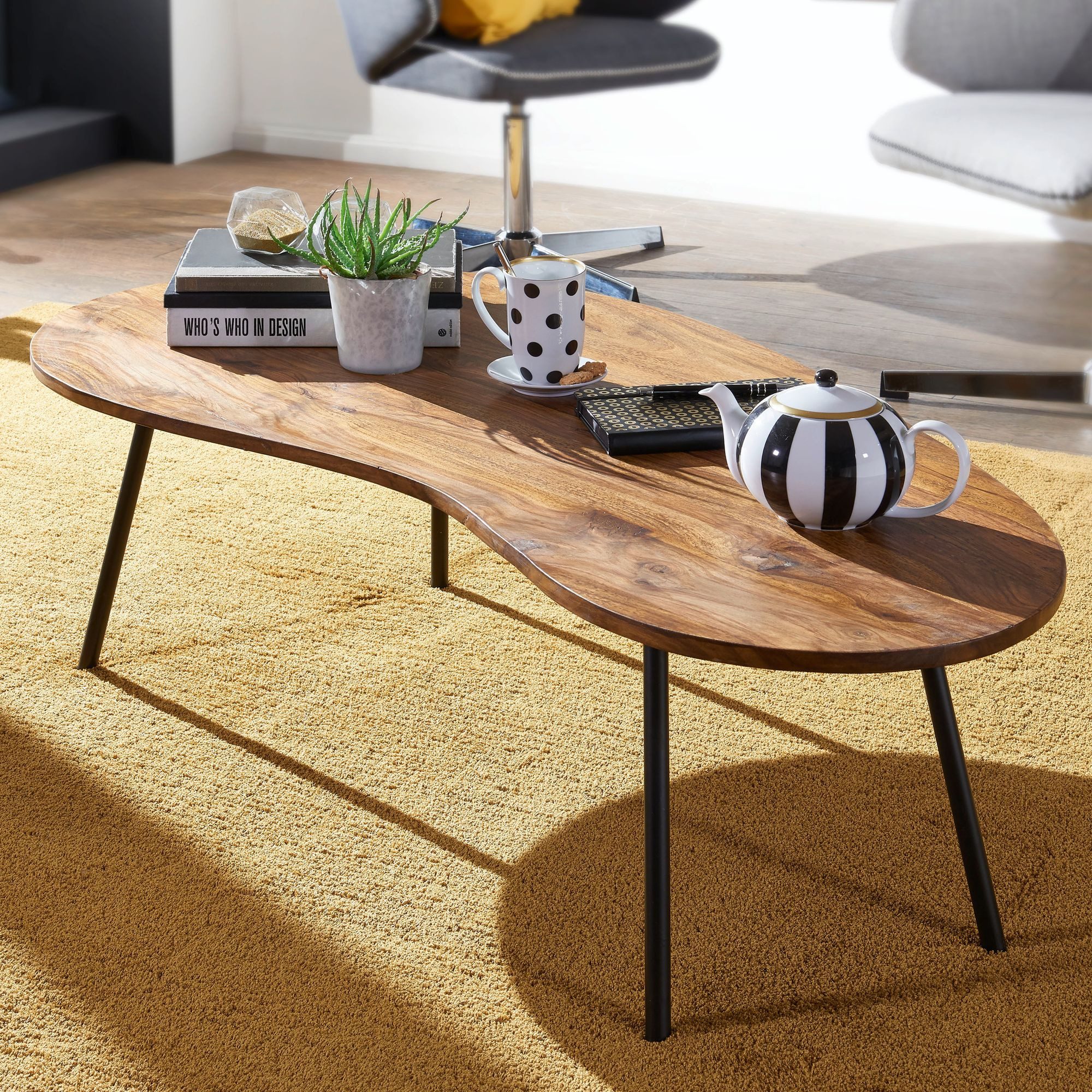FINEBUY Couchtisch FB50927 (122x36x63 cm Massivholz günstig online kaufen