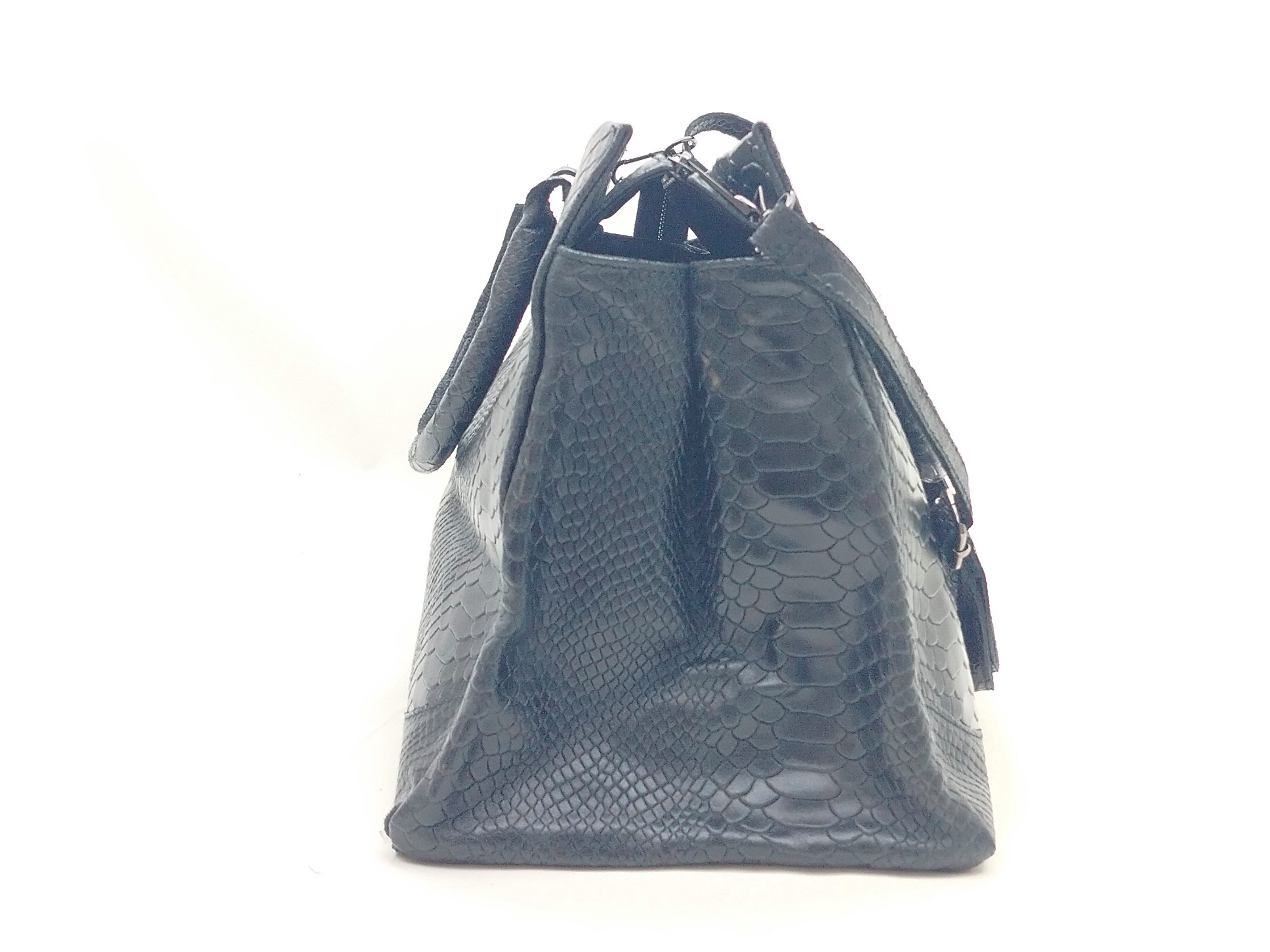 GlücksNugget Handtasche schwarze Ledershopper Businesstasche