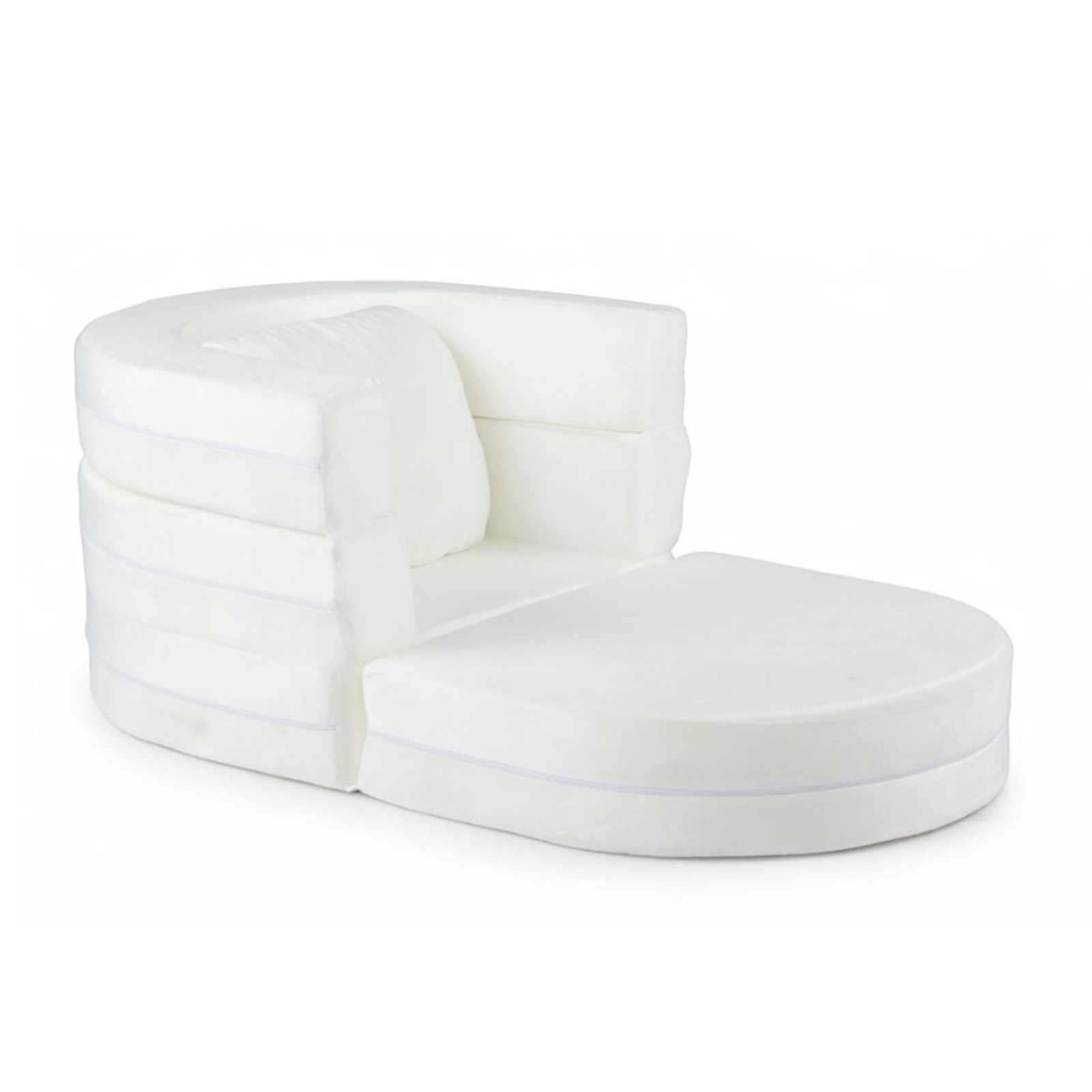 COSTWAY Kindersofa, 3 in 1, ausklappbar Spielsofa mit Schlaffunktion, Kissen Weiß