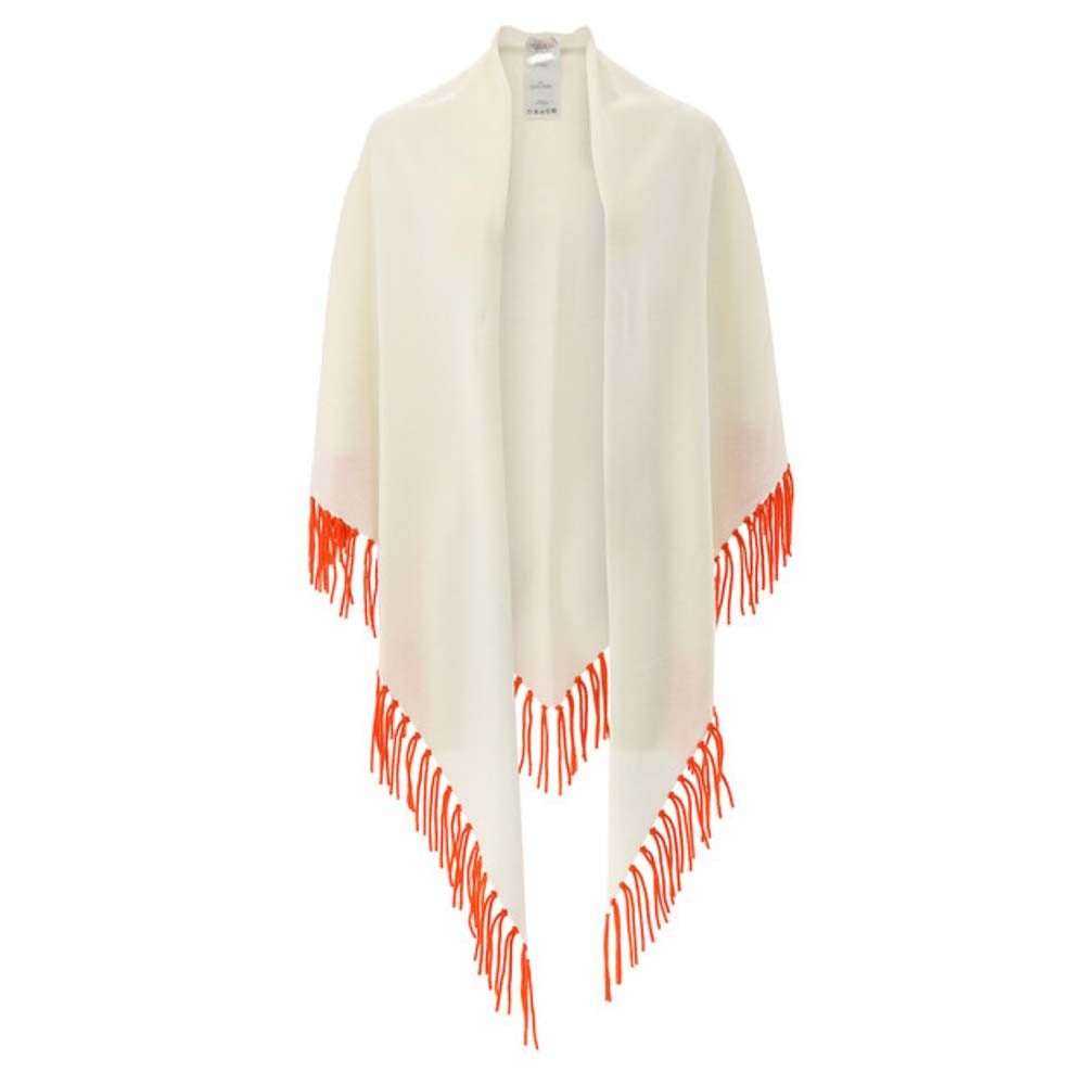 Herzensangelegenheit Dreieckstuch HERZENS Dreieckstuch aus Woll-Kaschmir-Mix in Weiß mit Fransen