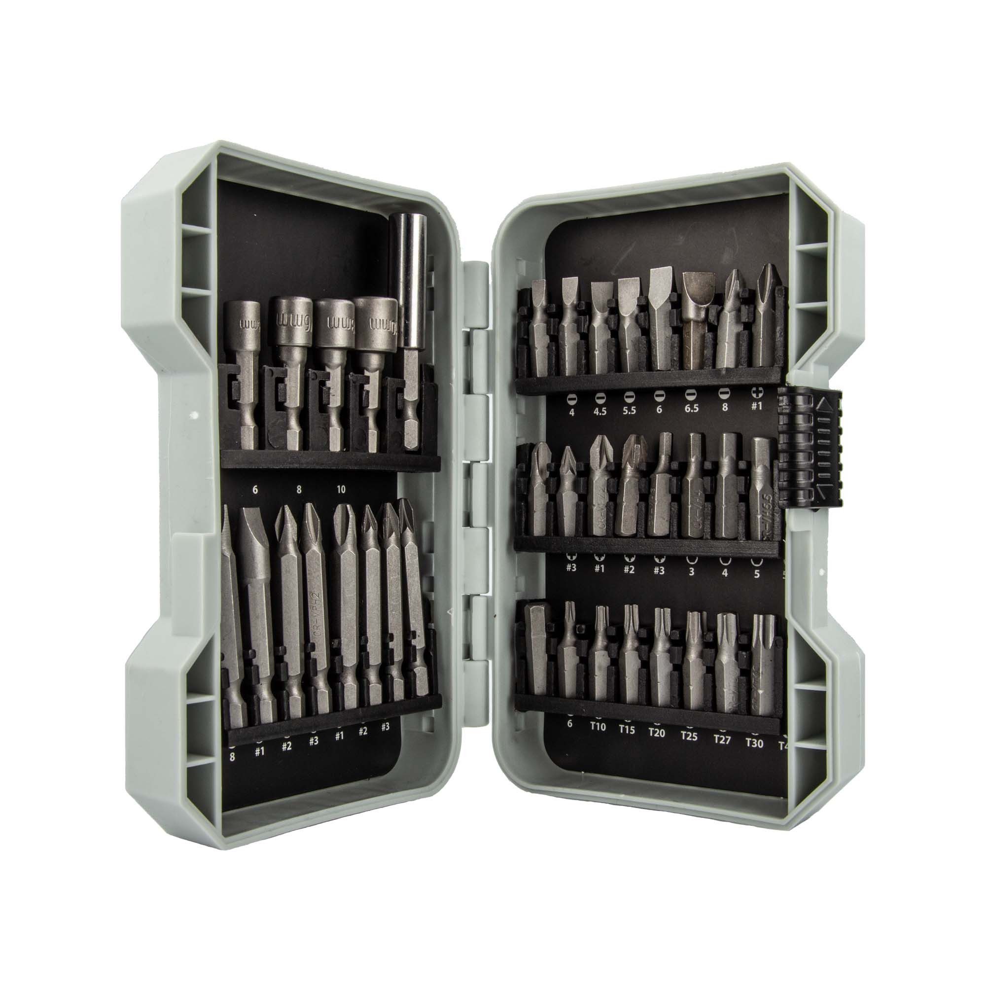 Bit-Set Bit-Satz Sortiment mit Kreuz Schlitz TX und Stecknuss, 37-teilig