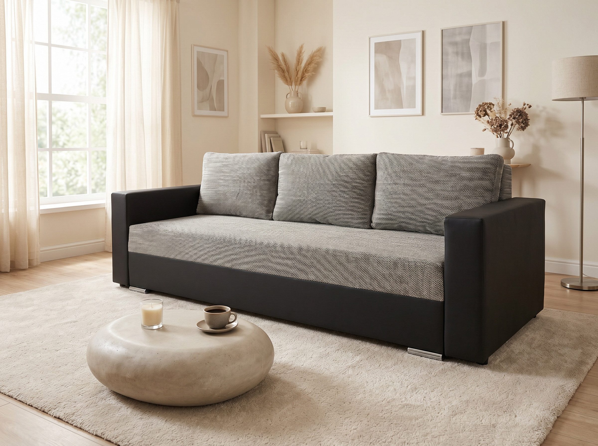 Sofnet Schlafsofa Bird, mit Schlaffunktion und Bettkasten, Bettsofa mit Chromfüße, Schlafcouch, Sofagarnitur