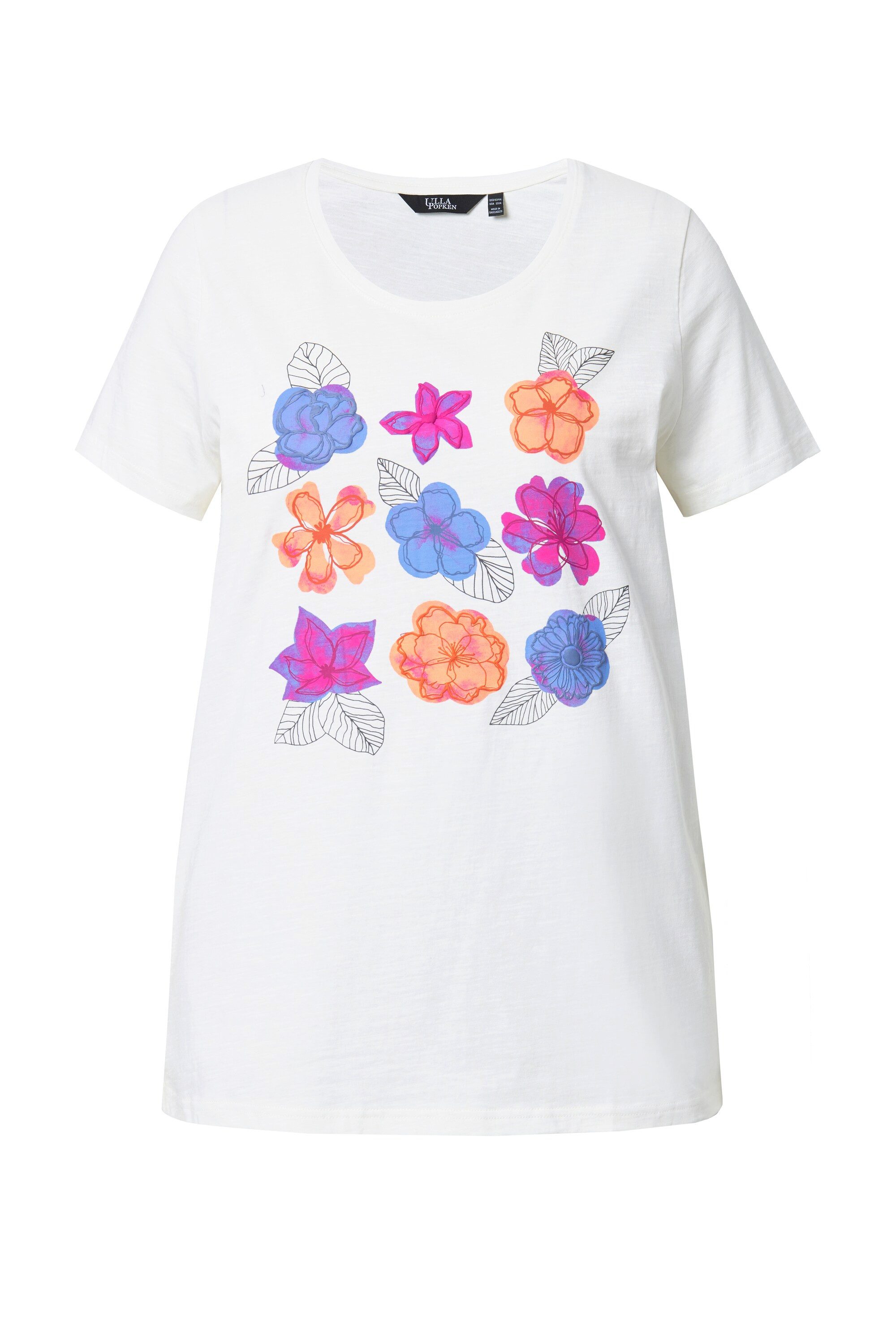 Ulla Popken T-Shirt T-Shirt Blüten A-Linie günstig online kaufen