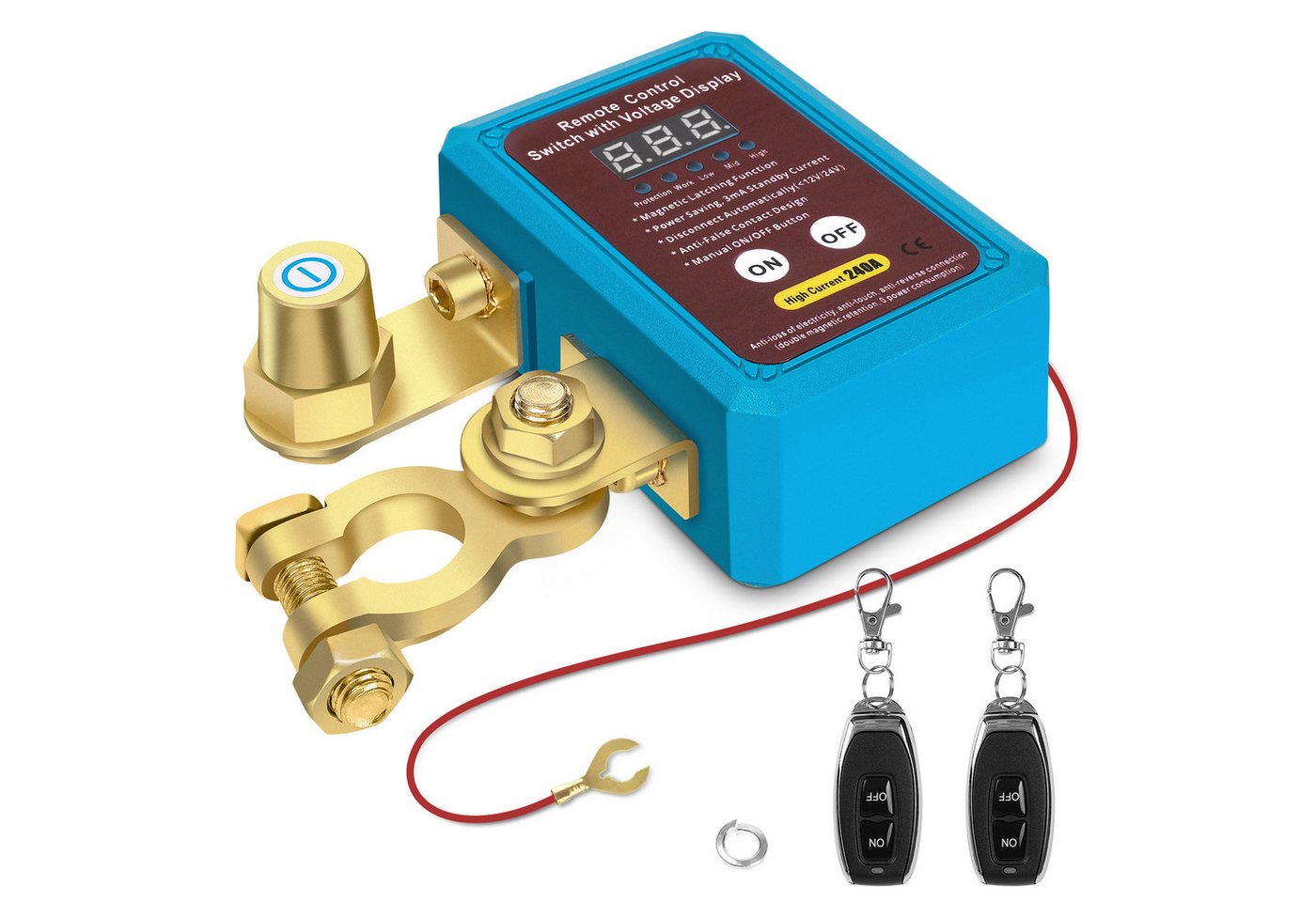 Thumbnail - PRIISF Schalter 12V KFZ Auto Batterie Trennschalter Stromschalter Isolator Unterbreche (mit 2*Fernbedienung, für Auto, B...