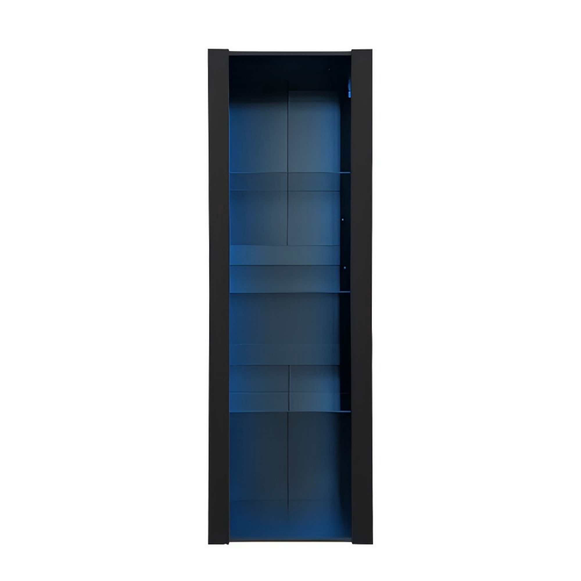 Odikalo Standvitrine Hochglanz Vitrine LED Glasböden Hochschrank Lagerschrank Weiß/Schwarz