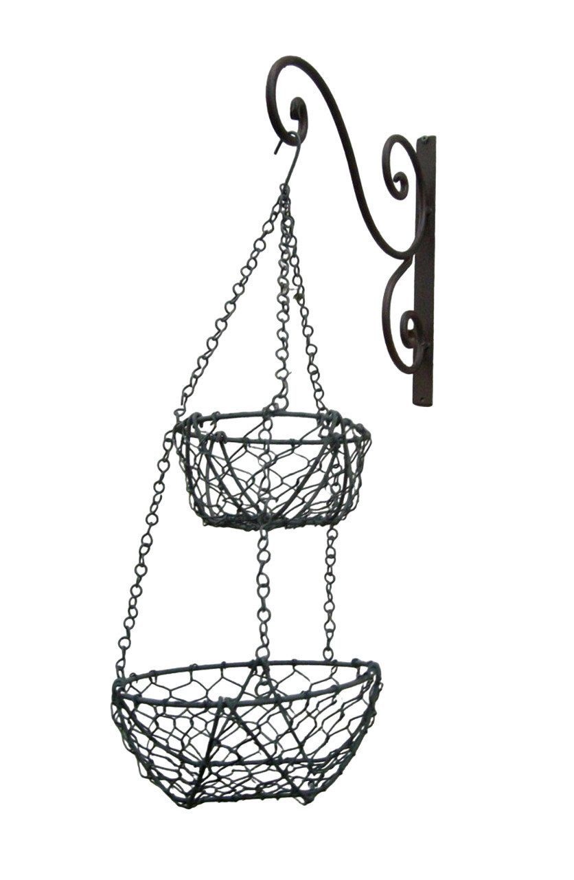 Deko-Impression Hängekorb Підвісні кошики, Küchenhänger, Utensilienhänger Regal Eisen grau (1 St)