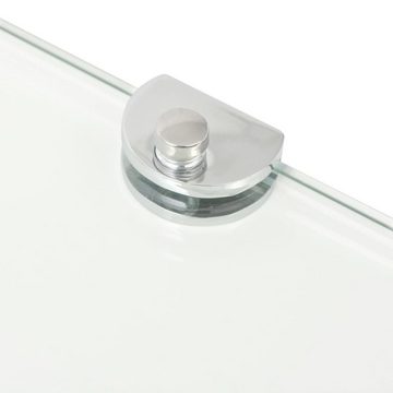 vidaXL Regal Eckregal mit verchromten Halterungen Glas Transparent 45 x 45 cm
