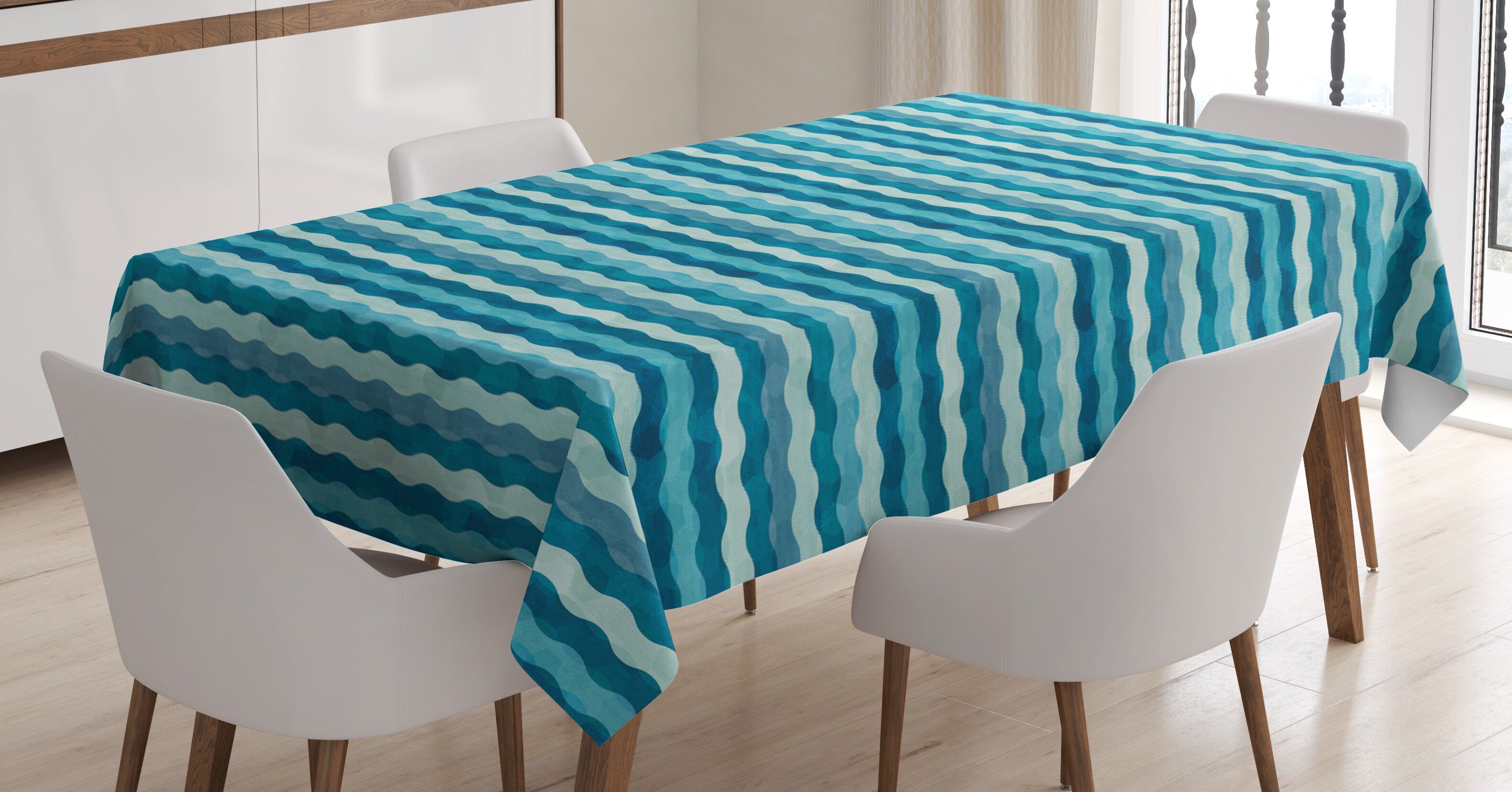 Außen Tischdecke Abakuhaus den im Bereich geeignet Farben, Ozean-Wellen Klare Waschbar Für Abstrakt Farbfest Wasser