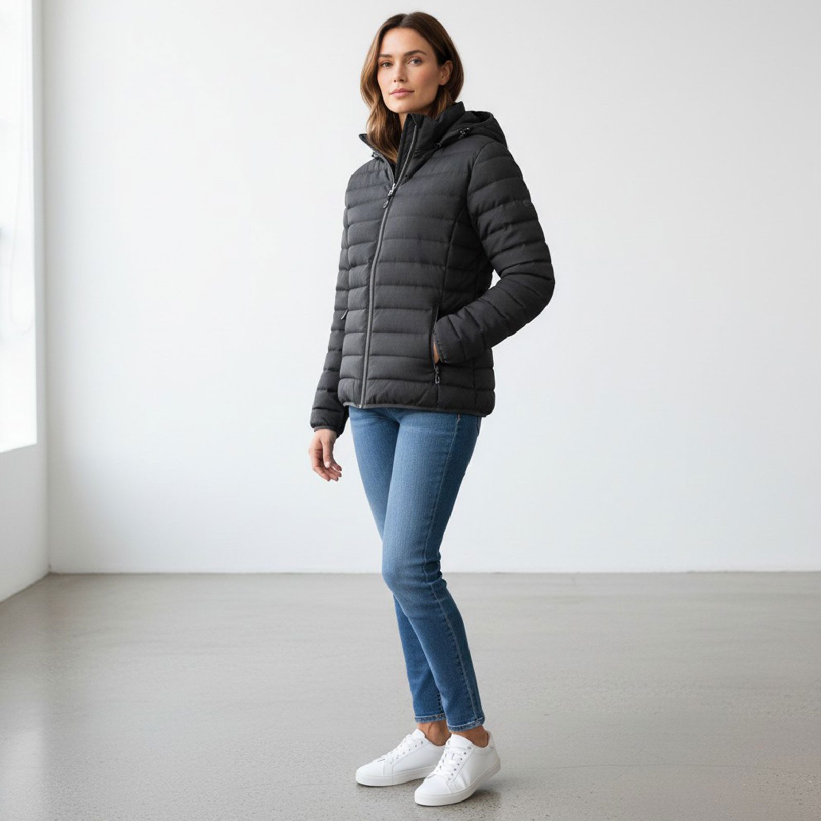Blue Wave Steppjacke Nina Damen Jacke Nina gesteppt mit abnehmbarer Kapuze in Melange-Optik