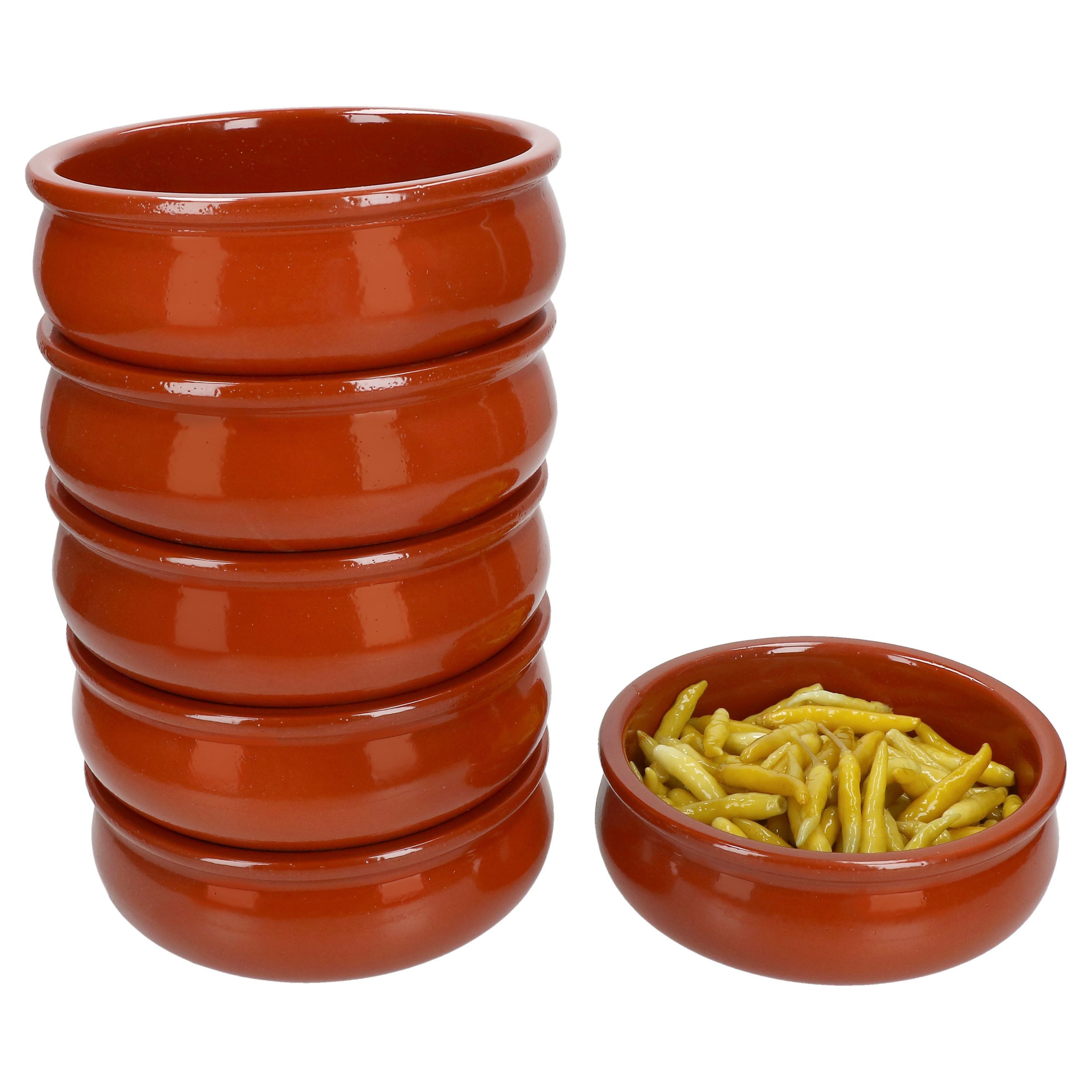 MamboCat Tapas-Schale 6x BERLIN Cazuela Schale bauchig Ø15,7cm Tonware Gr. M mediterran, Ton