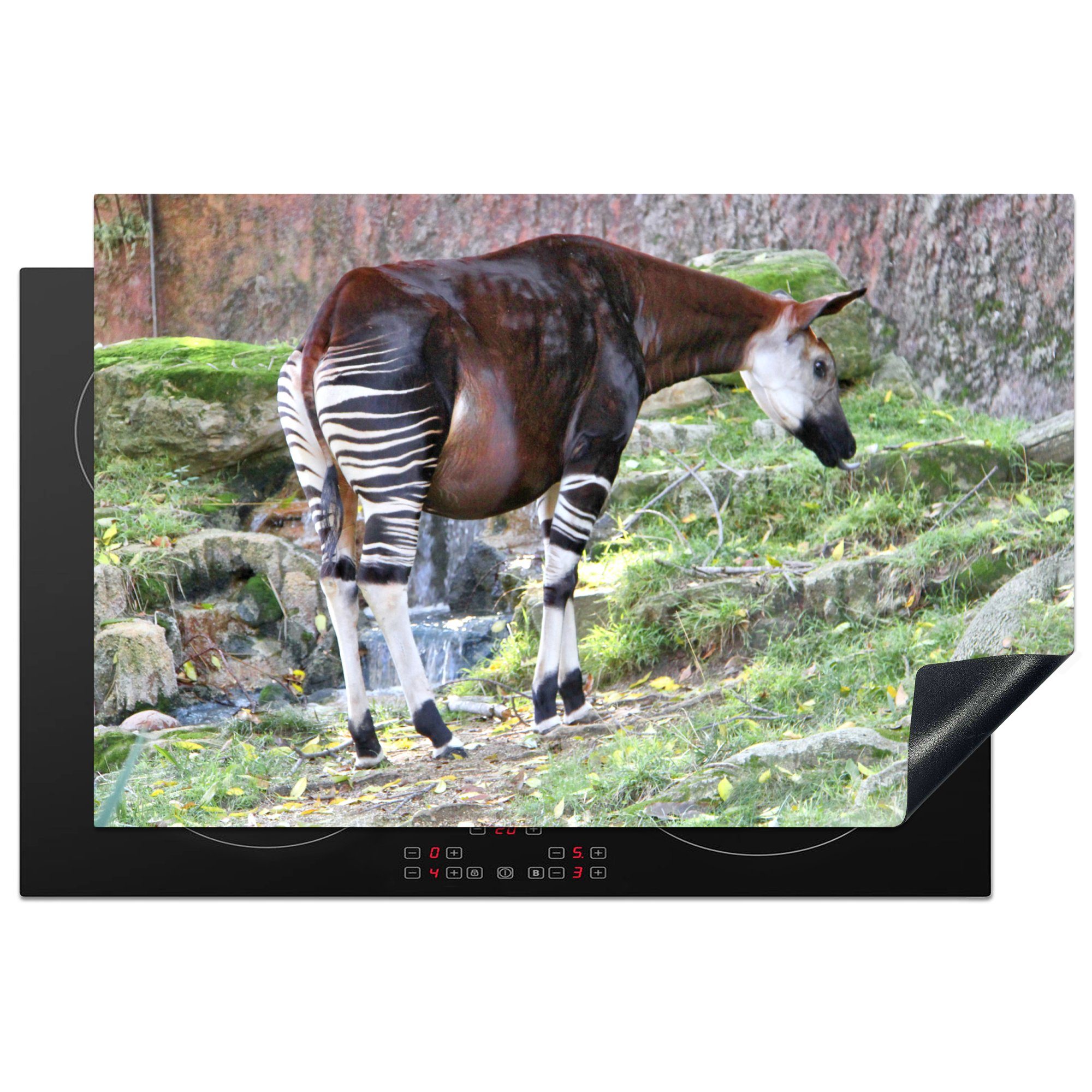 freier Schutz Okapi Ceranfeldabdeckung die für Herdblende-/Abdeckplatte 81x52 in Induktionskochfeld Wildbahn, (1 cm, Vinyl, tlg), küche, MuchoWow