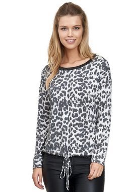 Decay Langarmshirt Longsleeve mit Leoprint und Schnüren