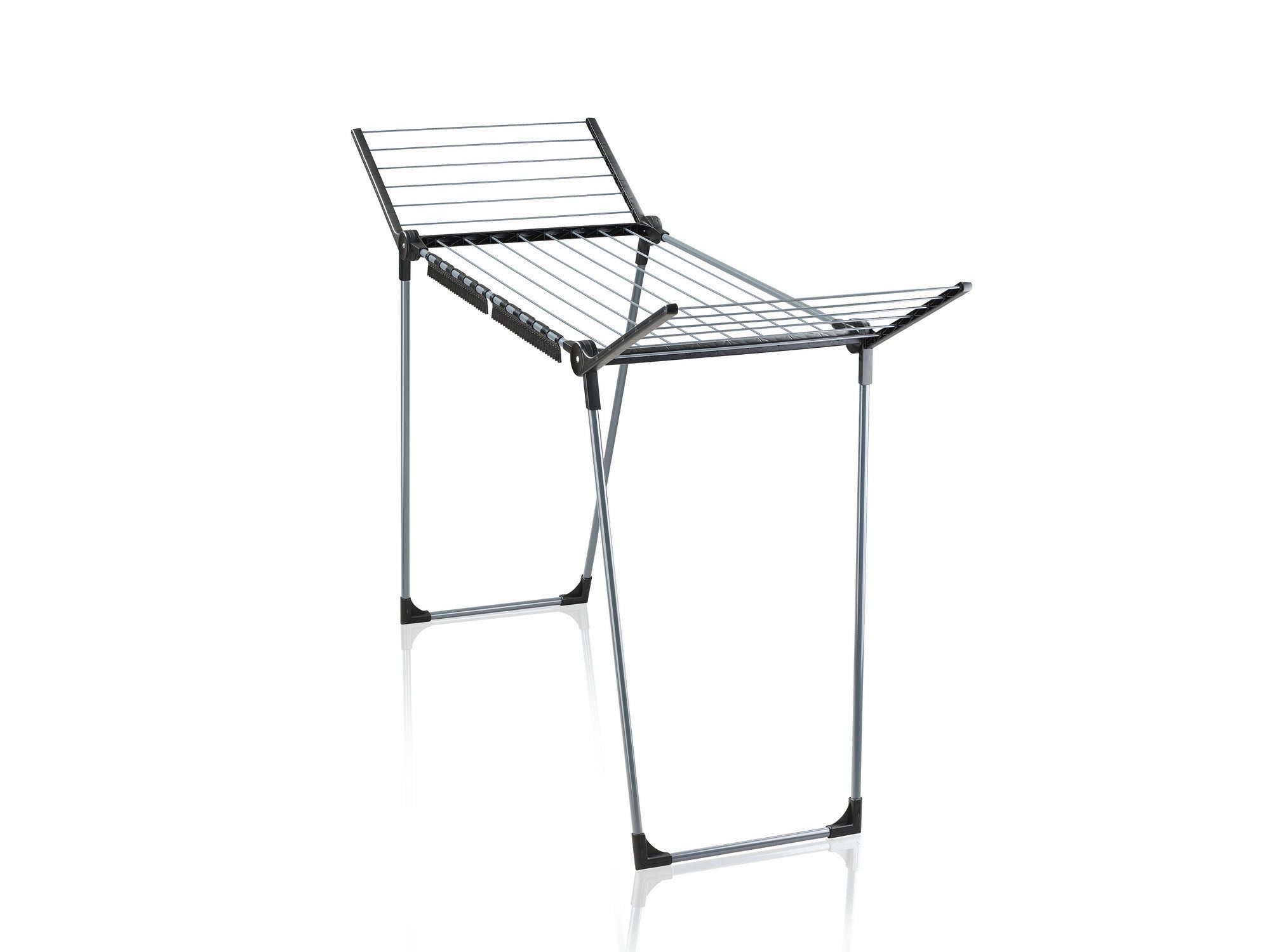 Leifheit Wäscheständer Standtrockner Pegasus 150 Solid Slim Black, 15m Trockenlänge, 105cm Flügelhöhe, schmal (55cm), zusammenklappbar