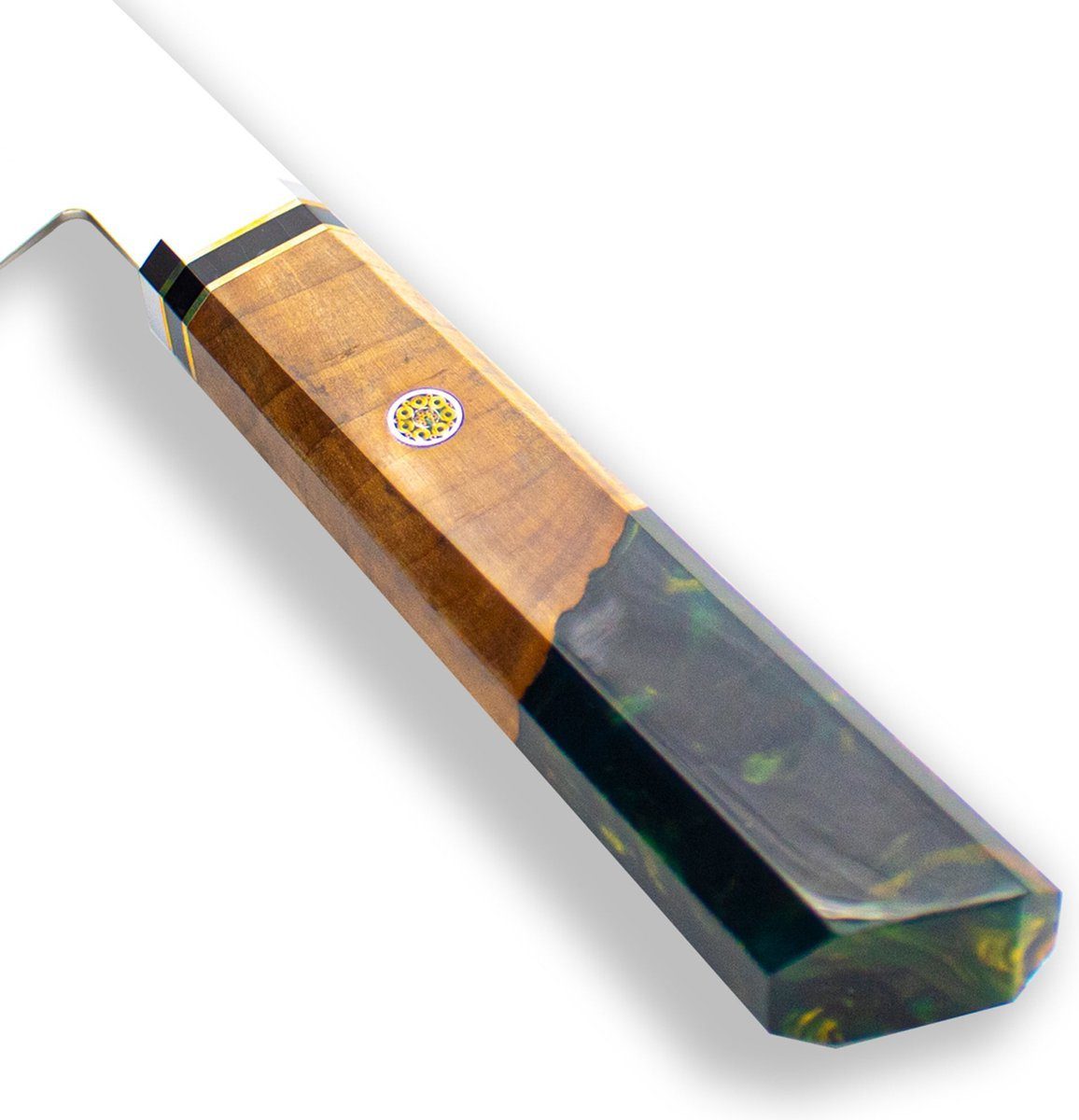 Handgefertigt ins Damastmesser Emerald, cm - 23 Grün - Messer Damastmesser Japan Kochmesser bis Japanisches Detail Shinrai