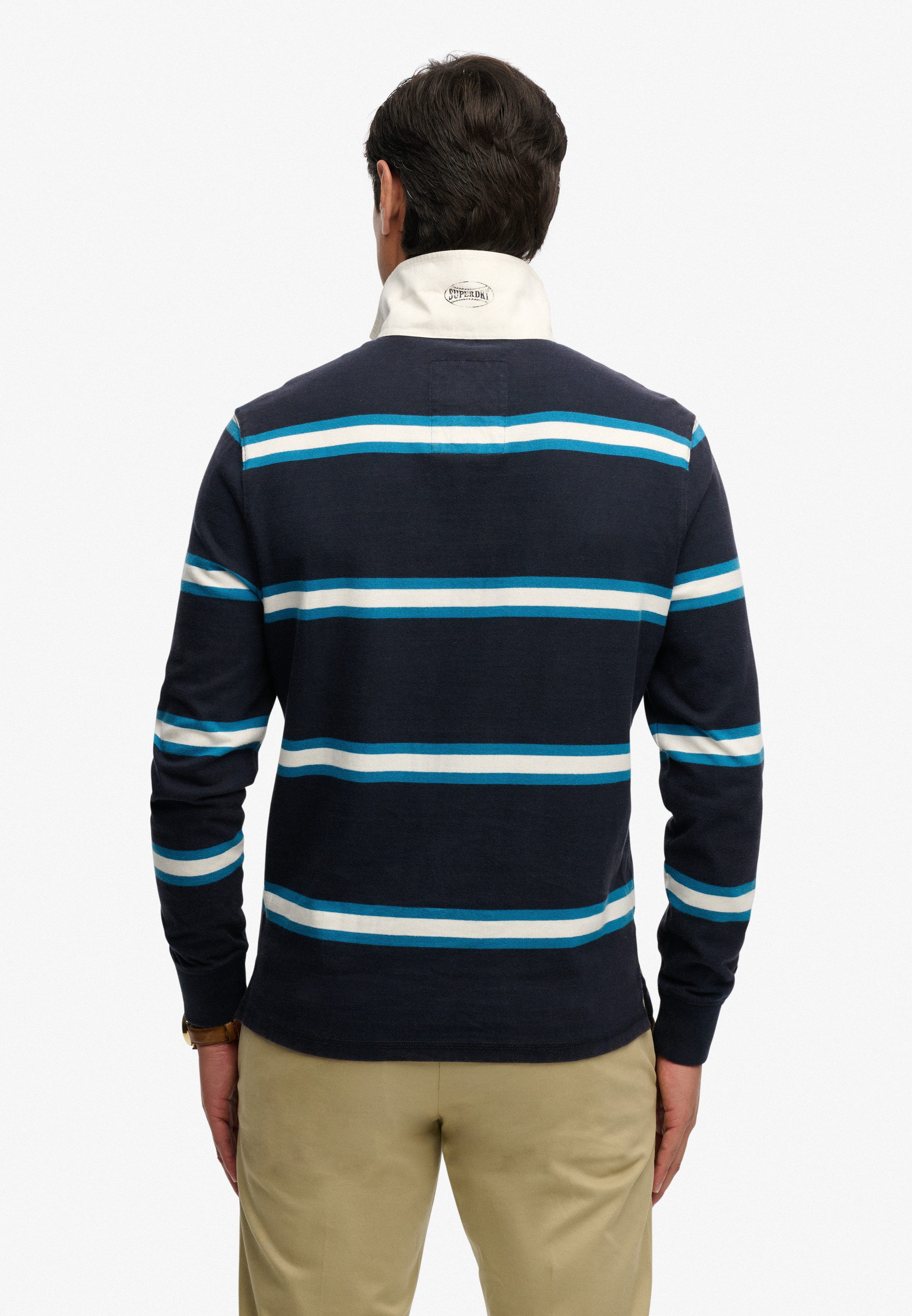 Superdry Langarm-Poloshirt VINTAGE ATHLETIC STRIPE RUGBY Baumwolle, relaxed fit