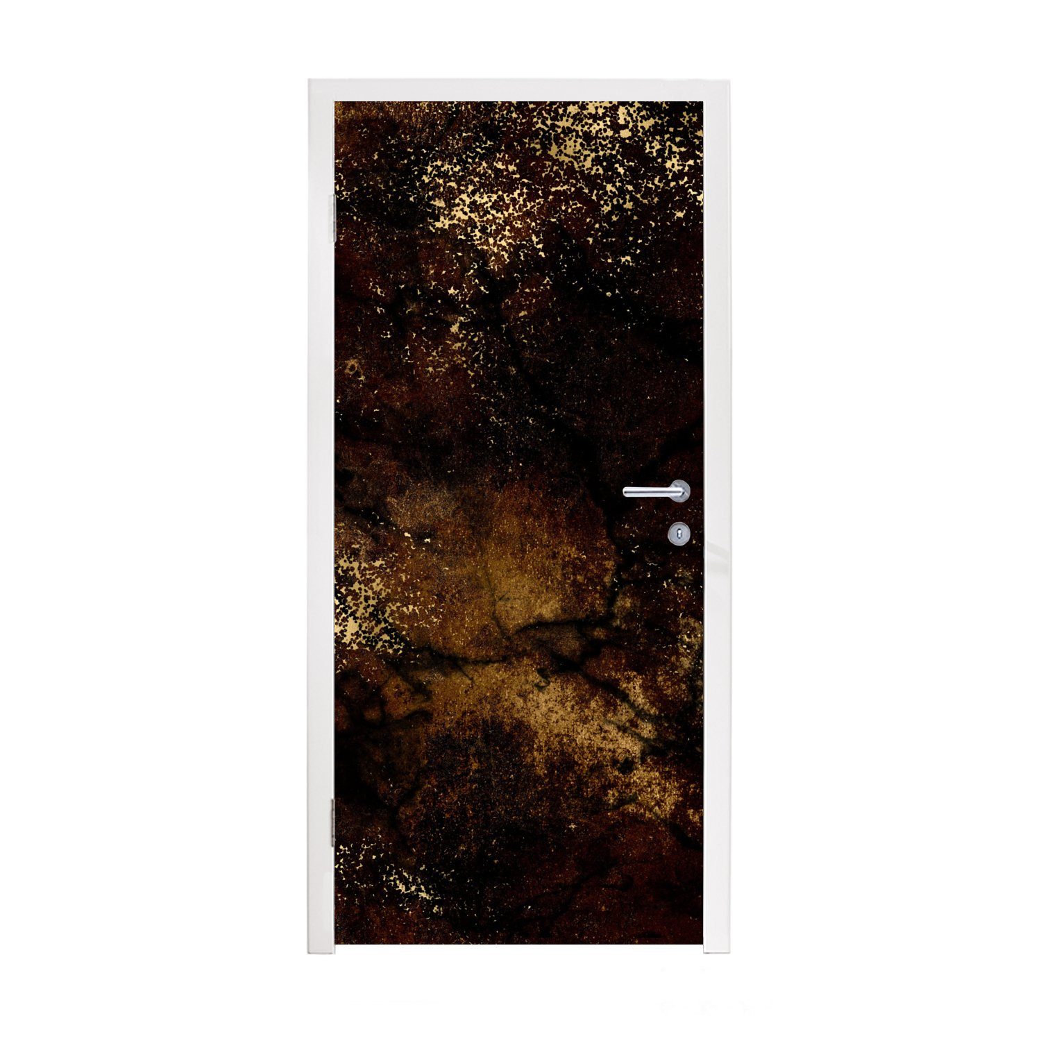 MuchoWow Türtapete Gold - Schwarz - Luxus, Matt, bedruckt, (1 St), Fototapete für Tür, Türaufkleber, 75x205 cm
