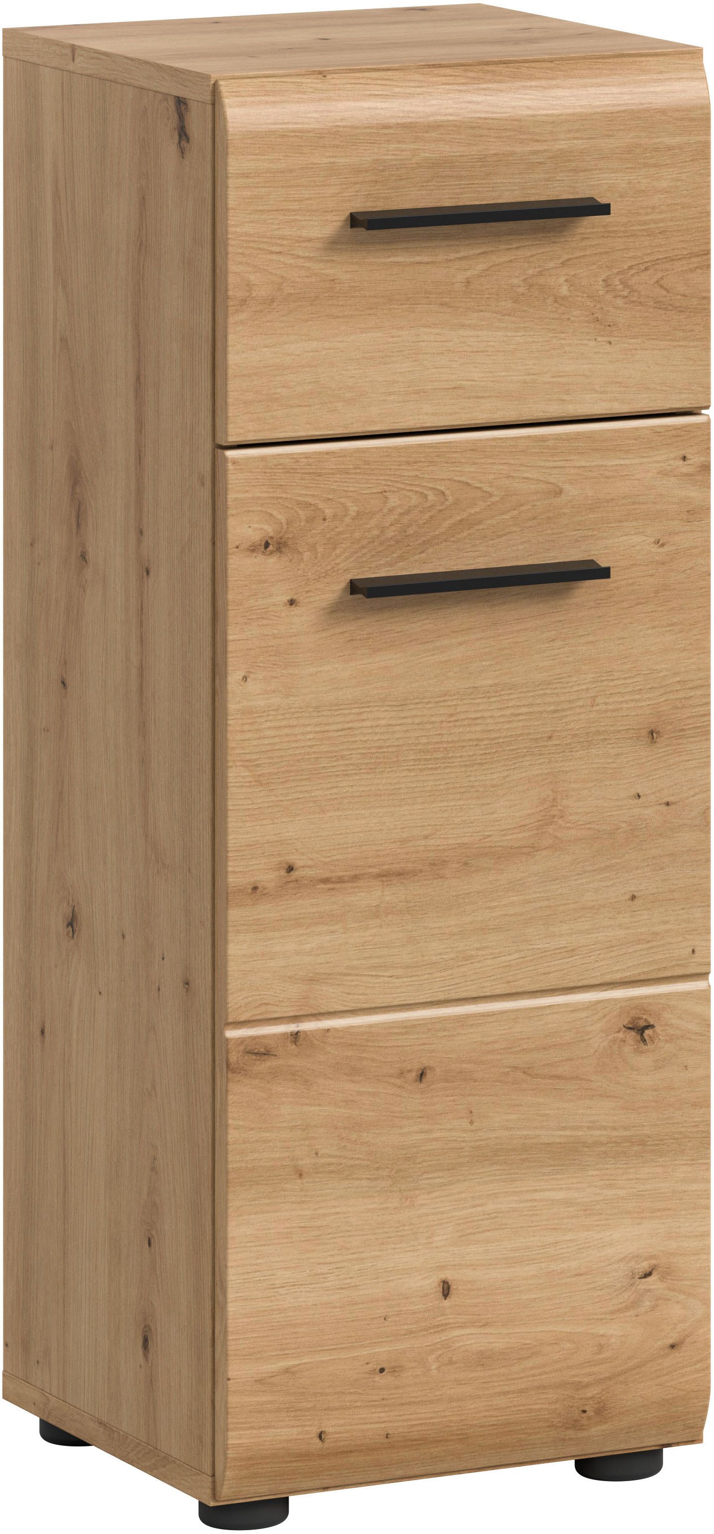 welltime Unterschrank FLORENZ, Höhe 80 cm, 1 Tür, 1 Schubkasten (1-St., TOPSELLER) Türanschlag wechselbar, hochwertige MDF Front, Badschrank, Bad
