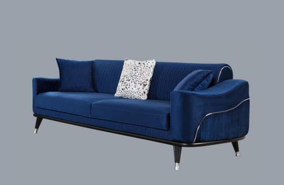 JVmoebel Sofa Blaue Design Couch Sofa Samt Dreisitzer Luxus Couch, Made in Europe