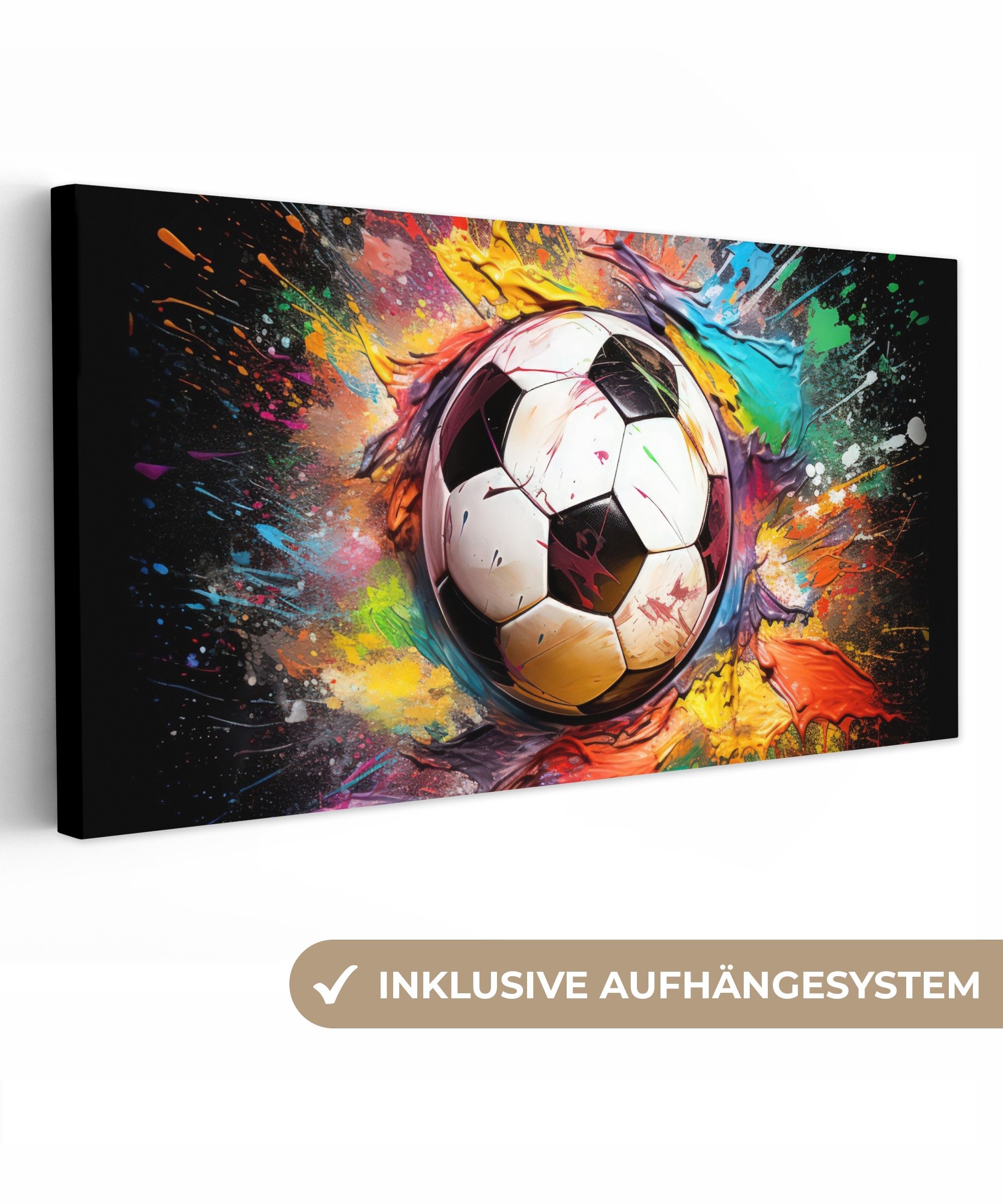 OneMillionCanvasses® Leinwandbild Panorama Fußball - Farbe - Farben - Schwa günstig online kaufen