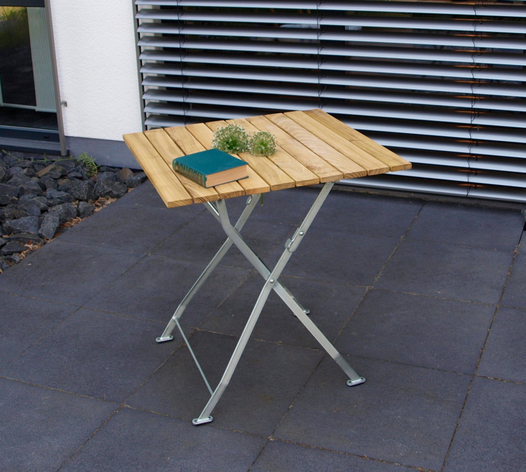 DEGAMO Gartentisch BAD TÖLZ (1-St), Gestell Flachstahl pulverbeschichtet, Belattung Robinie, klappbar