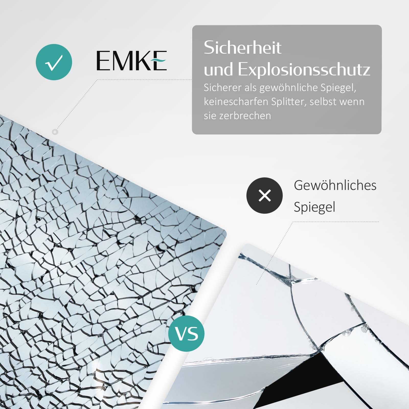 EMKE Badspiegel Badezimmerspiegel LED Badspiegel mit beleuchtung Wandspiegel, ohne Stauraum – Bild 4 von 5