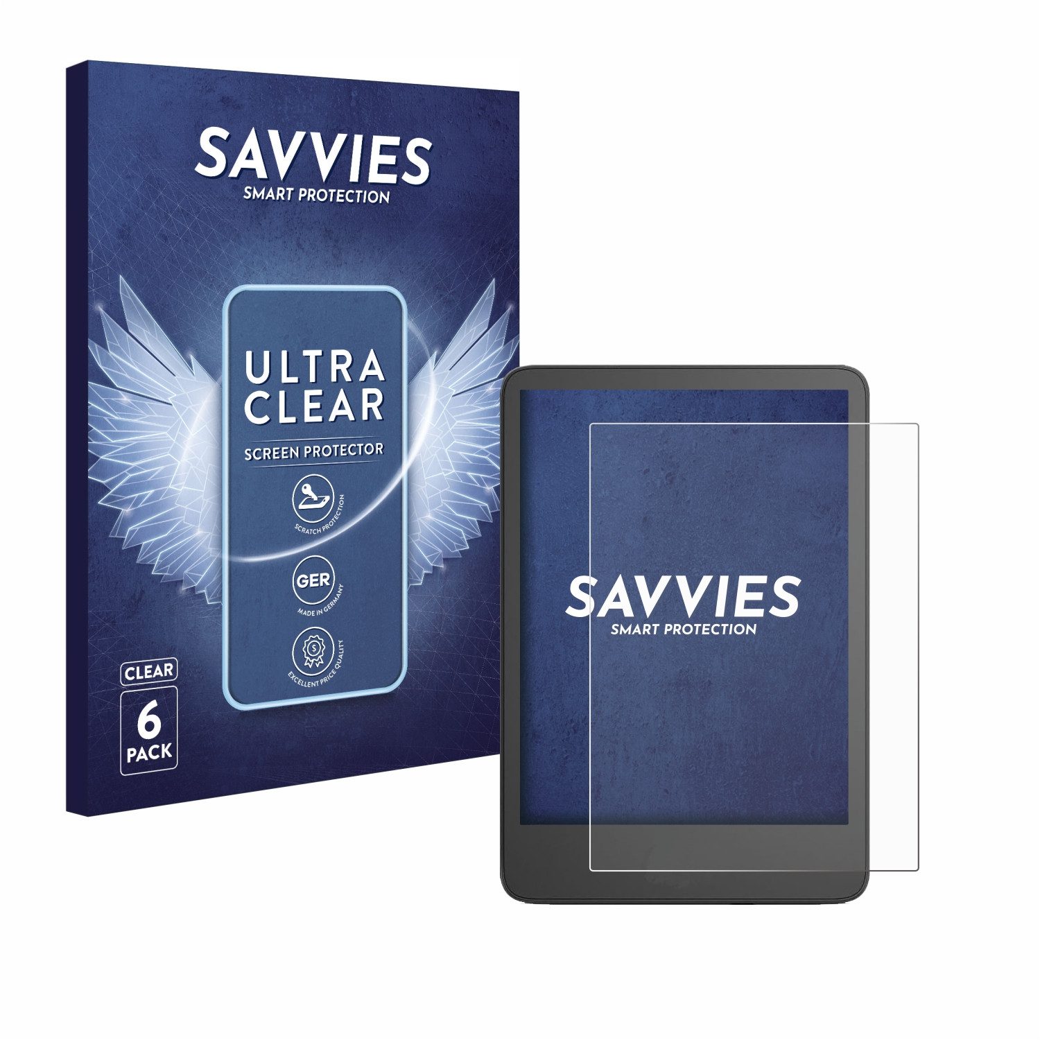 Savvies Displayschutzfolie Schutzfolie für Amazon Kindle 2024 (11. Gen), 6 Stück, Displayschutz Schutz Folie Klar Transparent