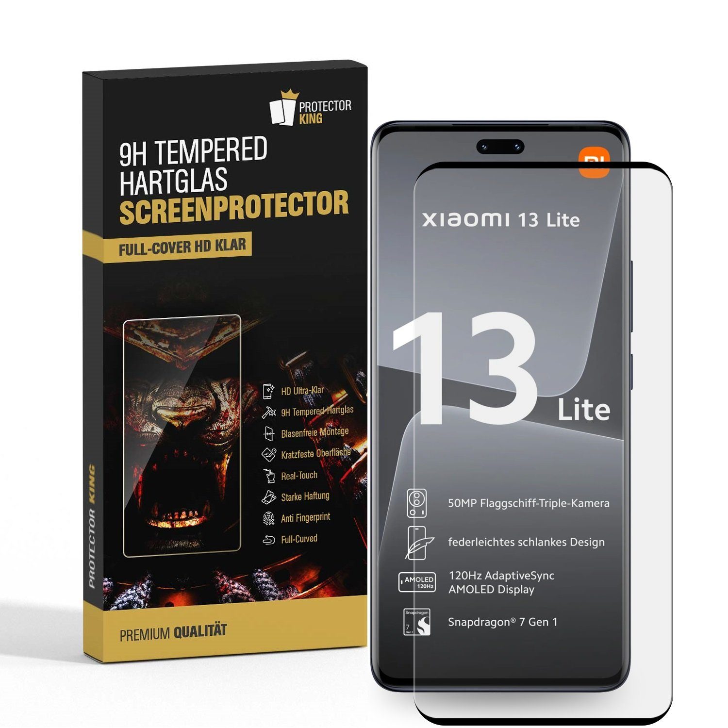 Schutzfolie 6x 9H Panzerglas für Xiaomi 13 Lite FULL CURVED Displayschutz Panzerfo